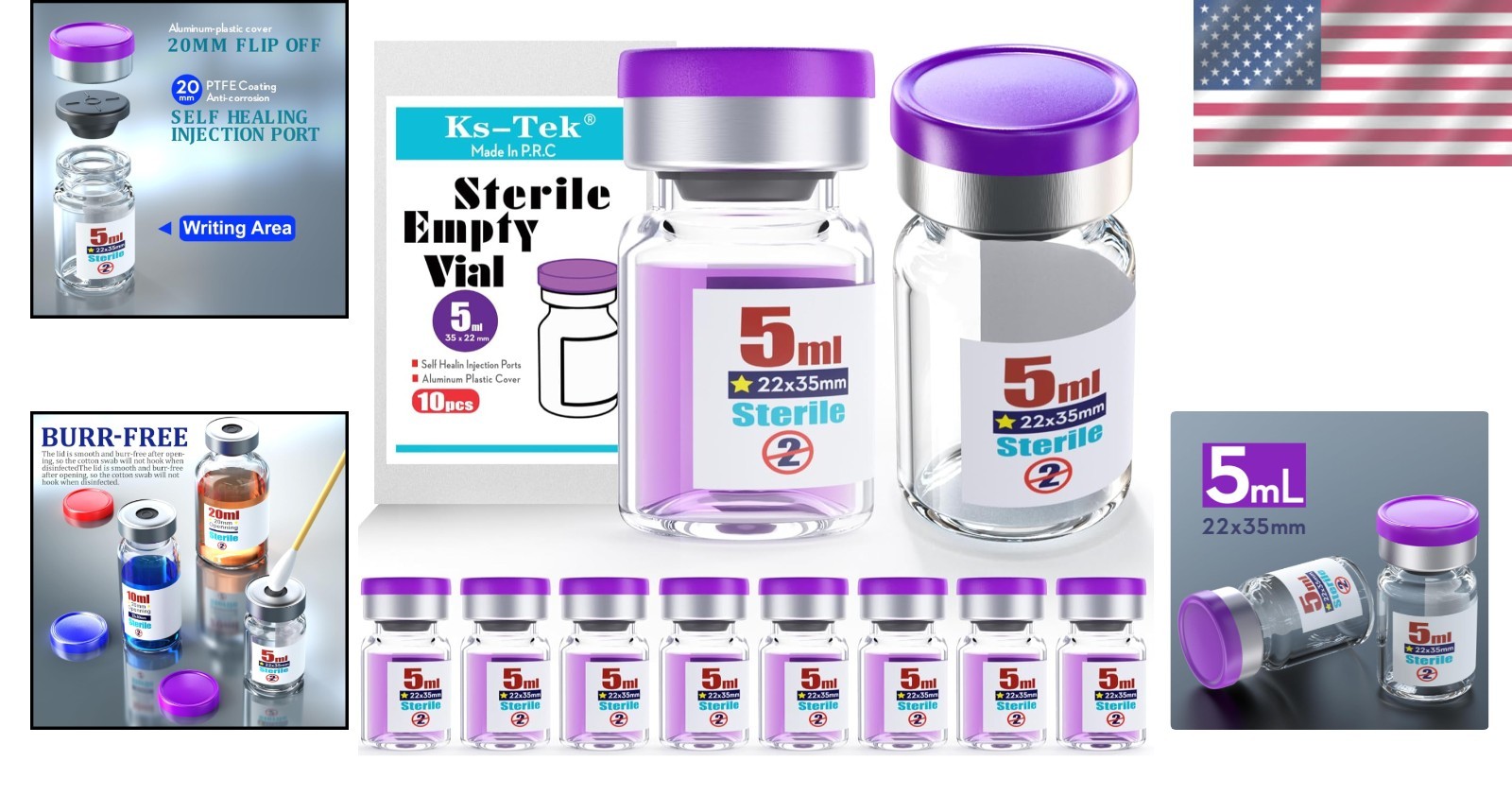 Single Dose Glass Vials – Sterile Package, 5ml (Pack of 10)