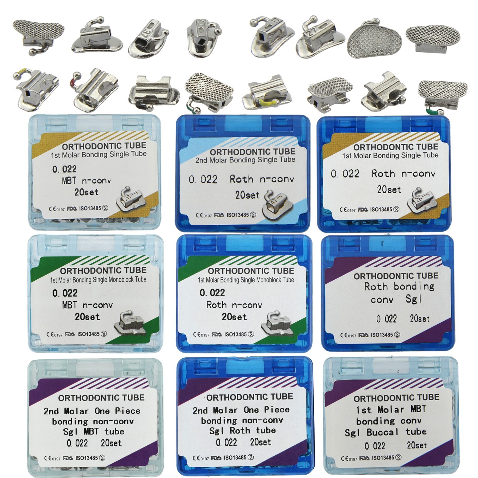 tubos de ortodoncia Dental Orthodontic Buccal Tube 1st 2nd Molar MBT Roth 022
