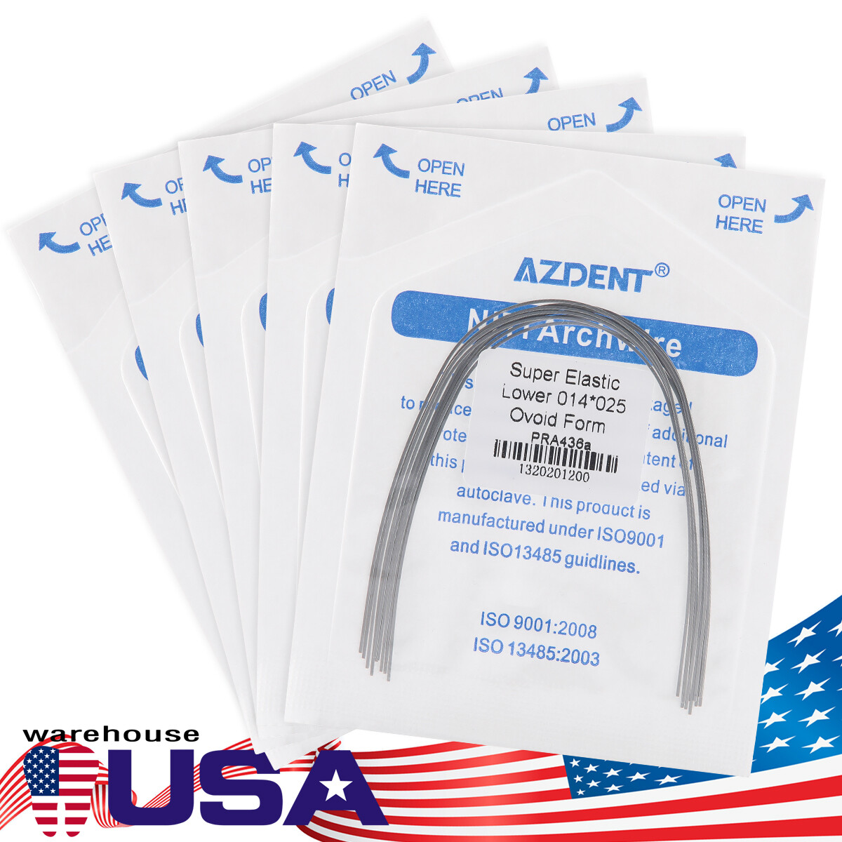 AZDENT Dental Orthodontic Super Elastic Niti Rectangular Arch Wires Ovoid Form