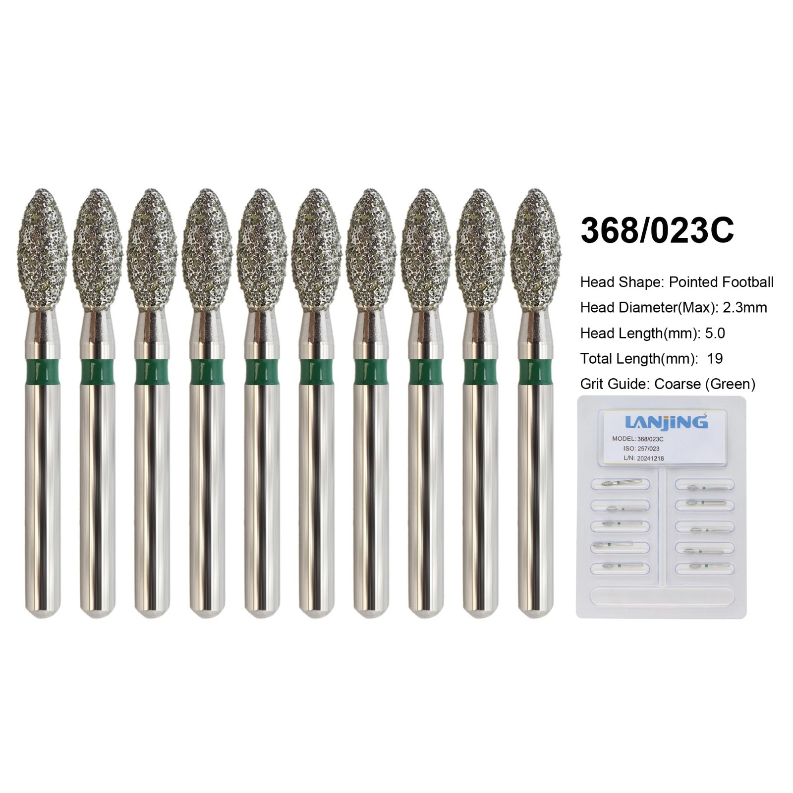 Dental Bur Diamond Burs FG High Speed Round End Taper Cylinder Football Barrel