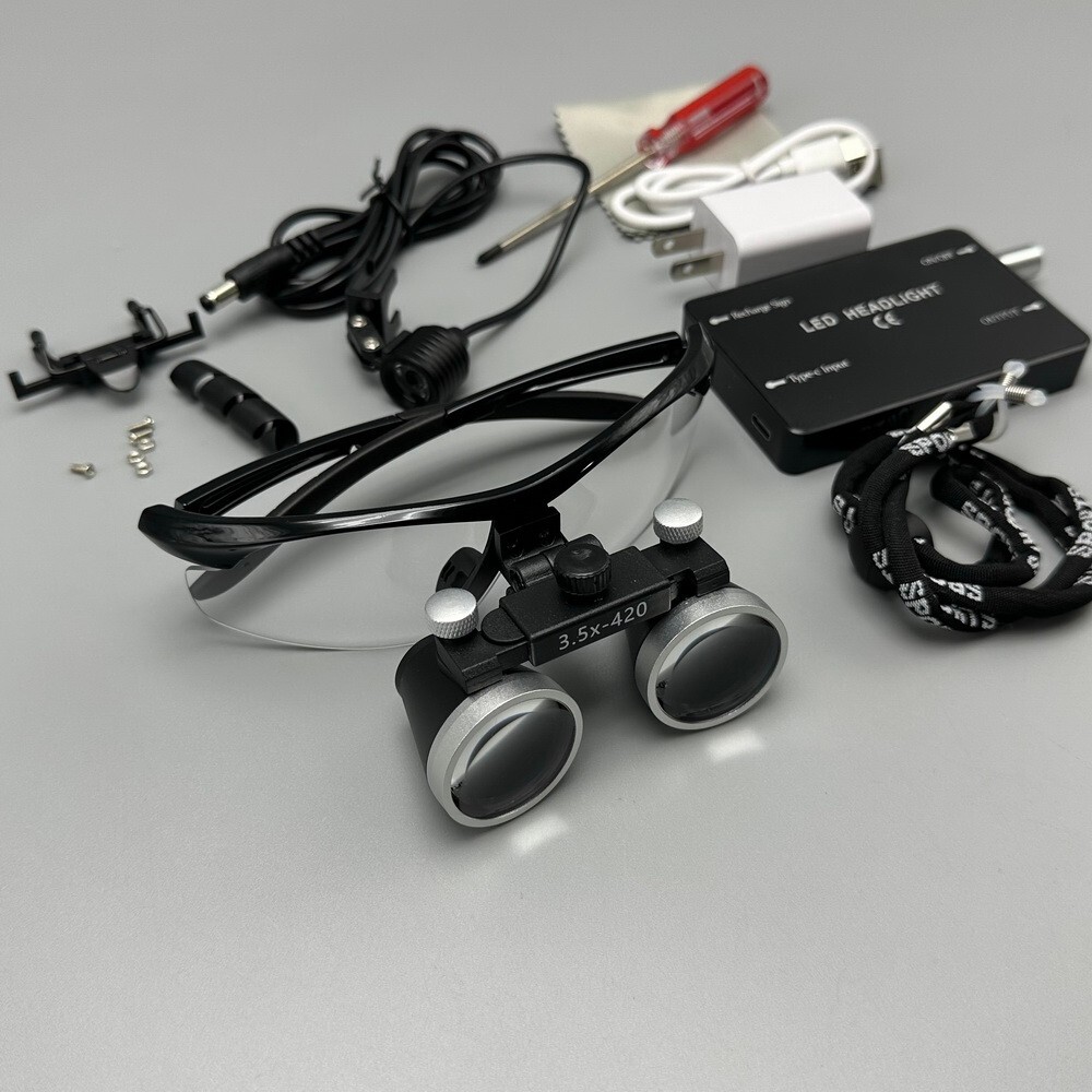 3.5X-420 Dental Binocular Loups Clip-on Magnifying Loupe for Glasses US/EU Plug