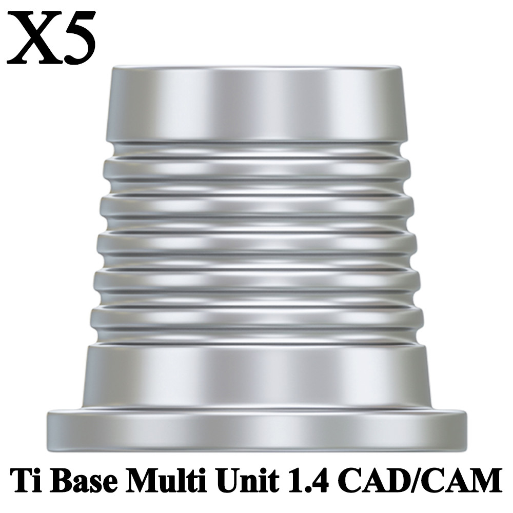 5x Prosthetic Ti Base Titanium Multi Unit 1.4 CAD/CAM Dental Lab Library Digital