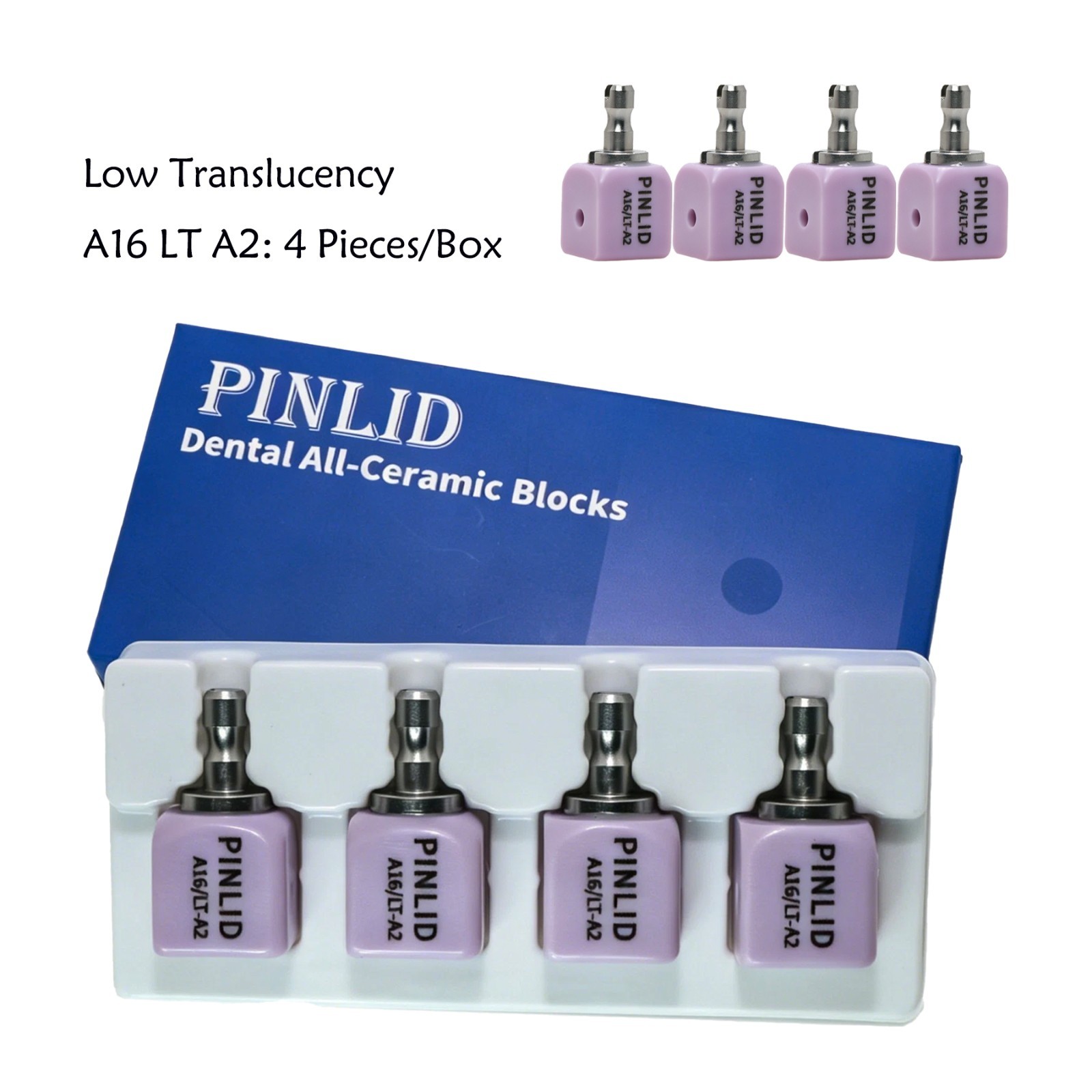 4Pcs A16 Dental Emax Lithium Disilicate Block w/Hole CEREC CAD CAM Glass Ceramic
