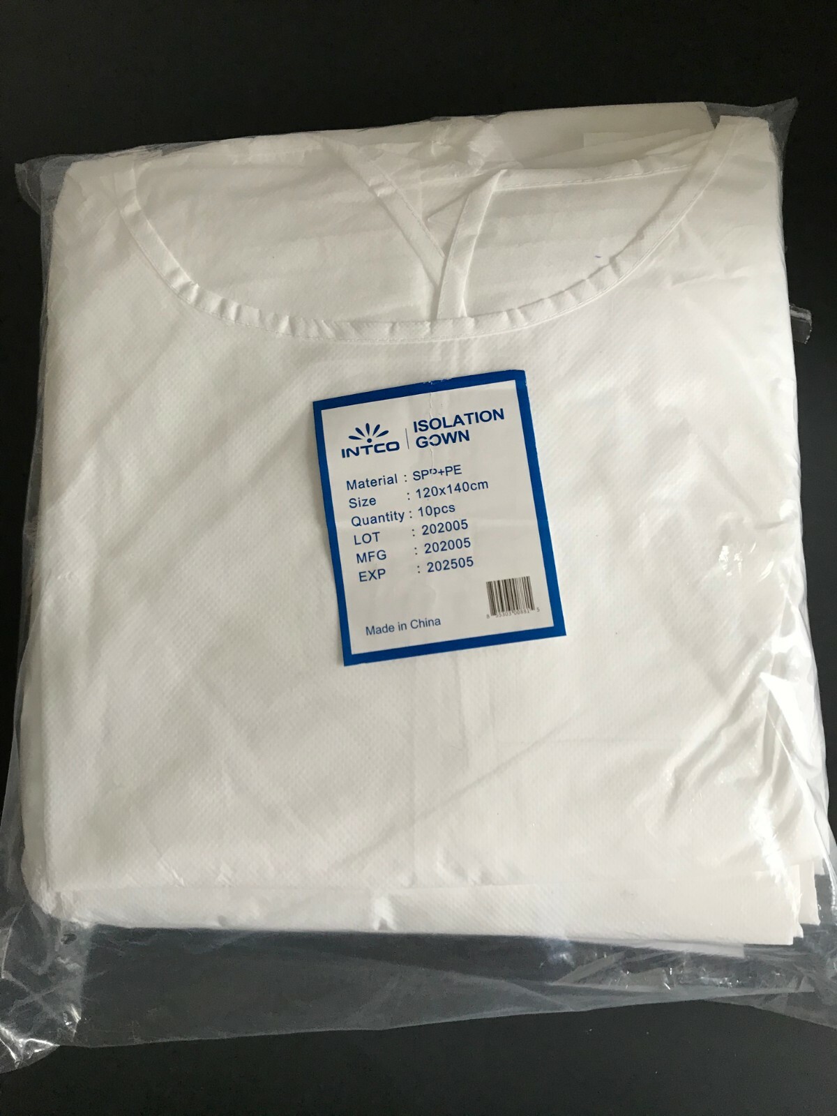 10 Count – AAMI Level 3 Isolation Gown SPP+PE coating, 45g, Elastic Cuff – White