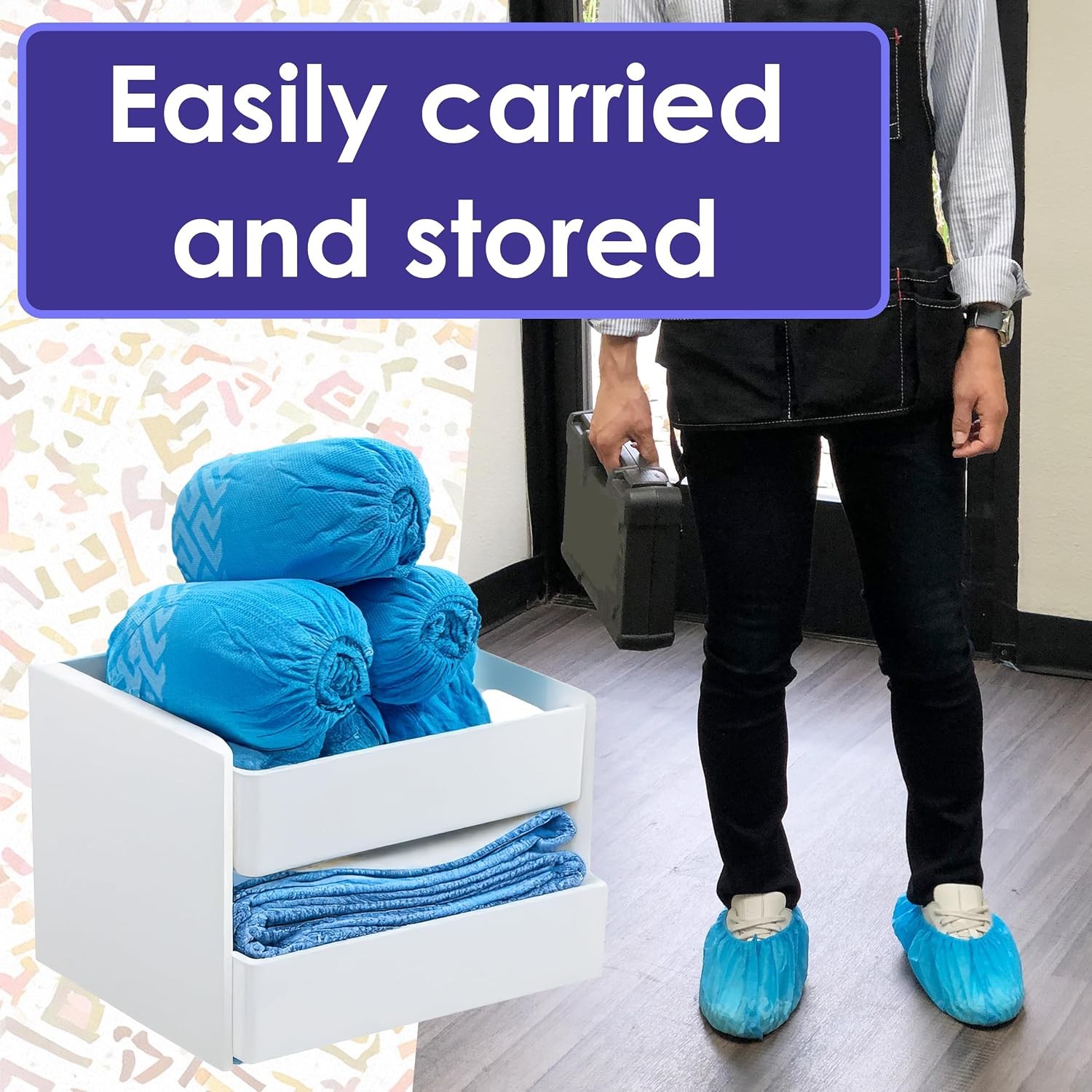 100 Pack Extra Large Disposable Blue Boot & Shoe Covers Indoor Reusable Shoe