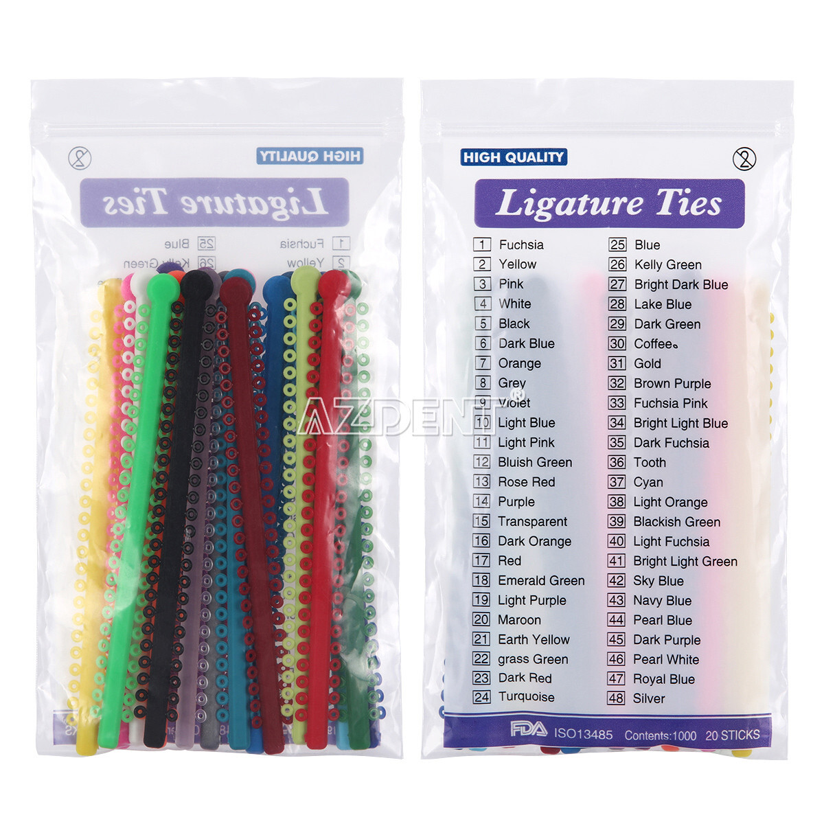 AZDENT Dental Ortho Ligature Ties Elastic Rubber Bands 1000Pcs/Bag 23 Colours
