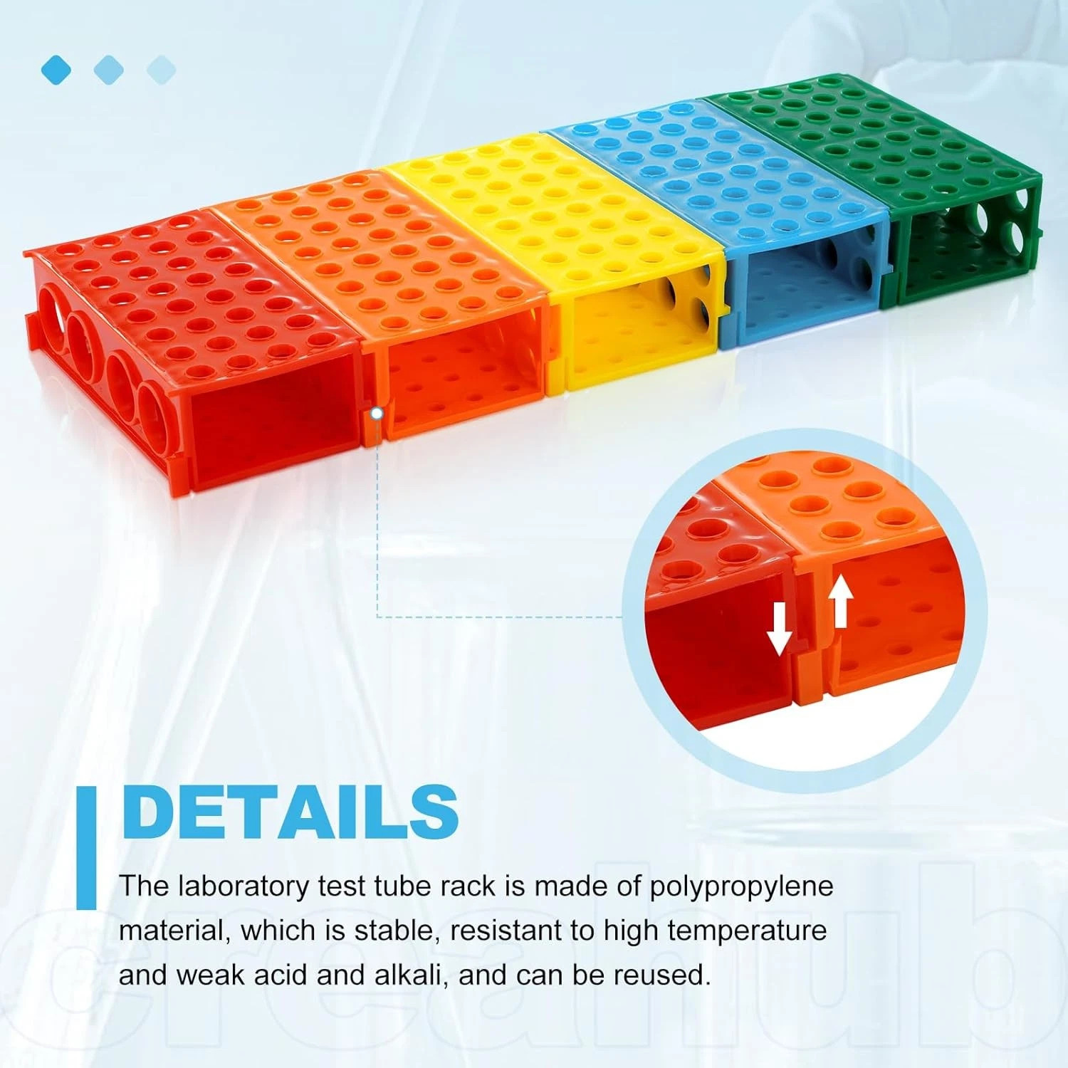 5 Pcs 4 Way Plastic Tube Rack Colorful Lab Tube Racks 0.5ml/1.5ml/2ml/15ml/50ml