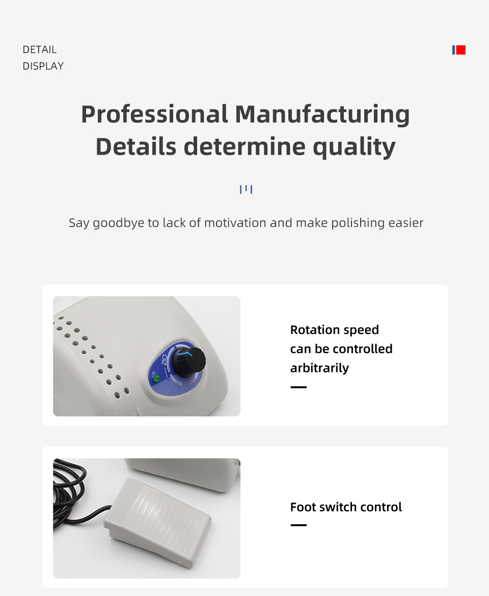 Dental Lab Electric Micromotor Polishing Unit + 35000Rpm Motor Handpiece Bur