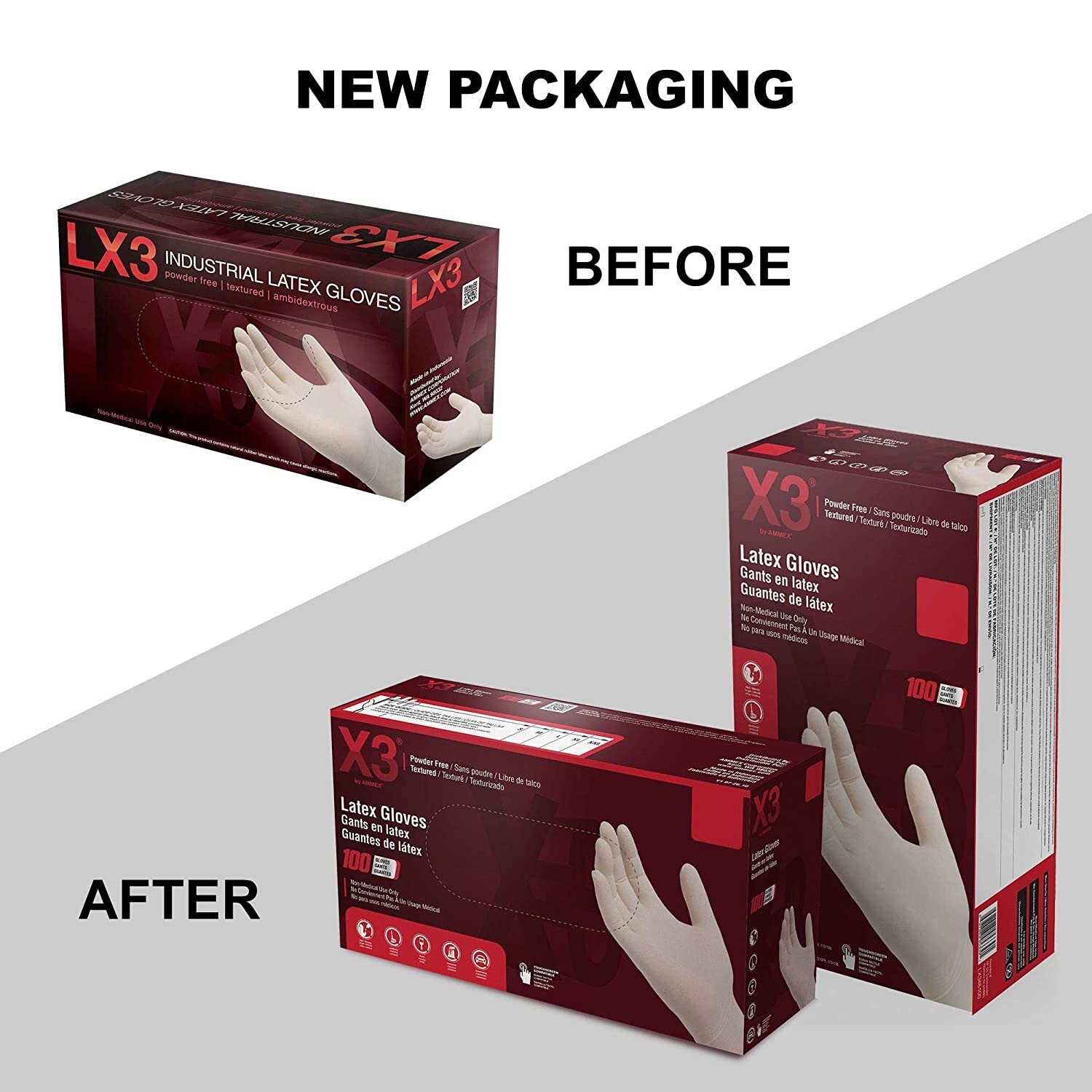 LX3 Industrial Latex Powder Free Disposable Gloves – Small, 100 count