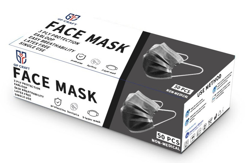 GP Craft 50/100 Pcs Disposable Face Cover 3-Ply Filter Breathable Earloop Masks
