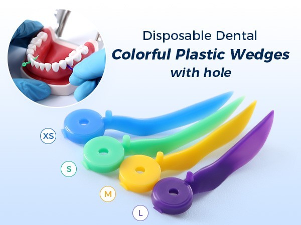 JMU Dental Disposable Dental Colorful Plastic Wedges with hole 100pcs/box