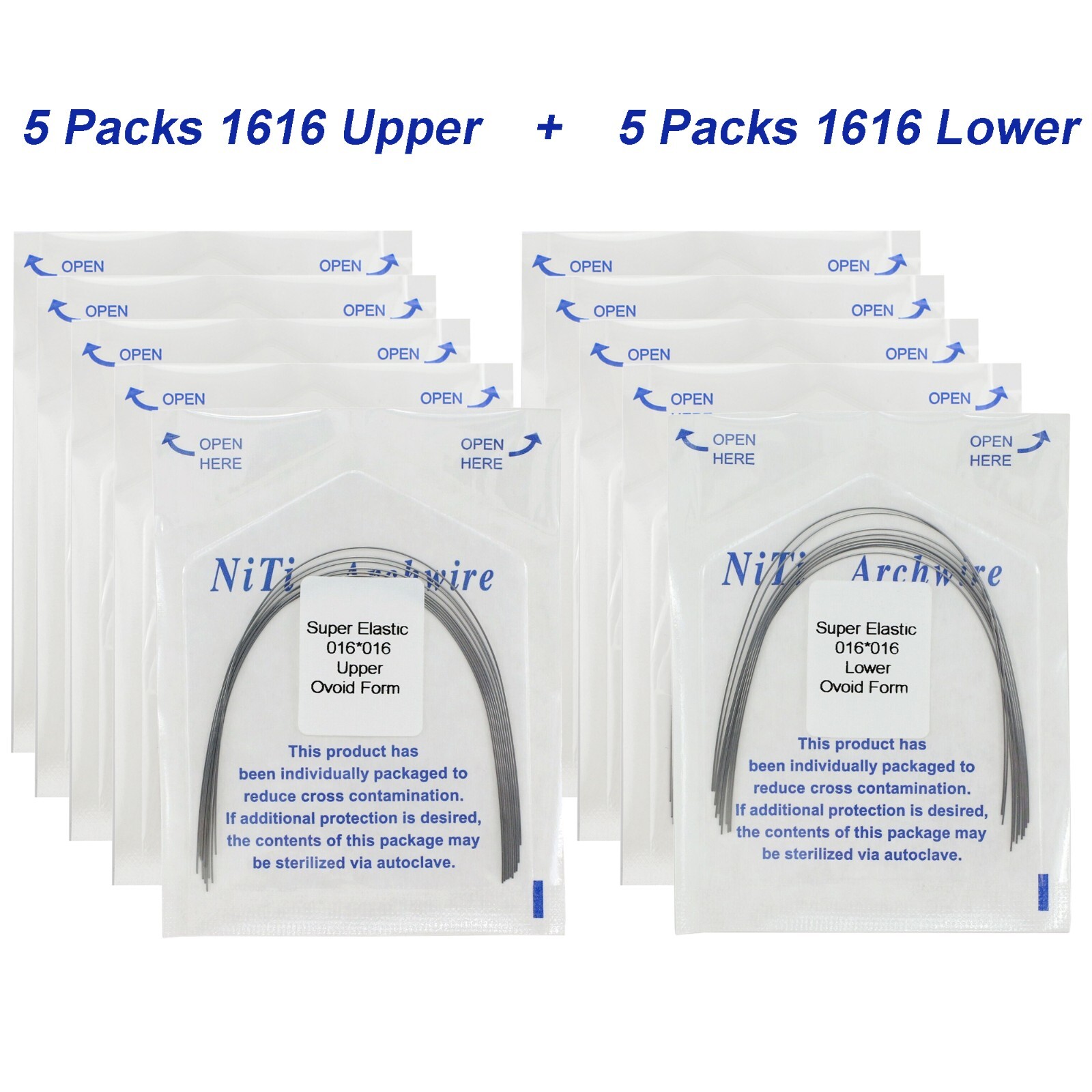 100Pcs Dental Orthodontic Arch Wire Stainless Steel NiTi Ovoid Natural 014 16X22
