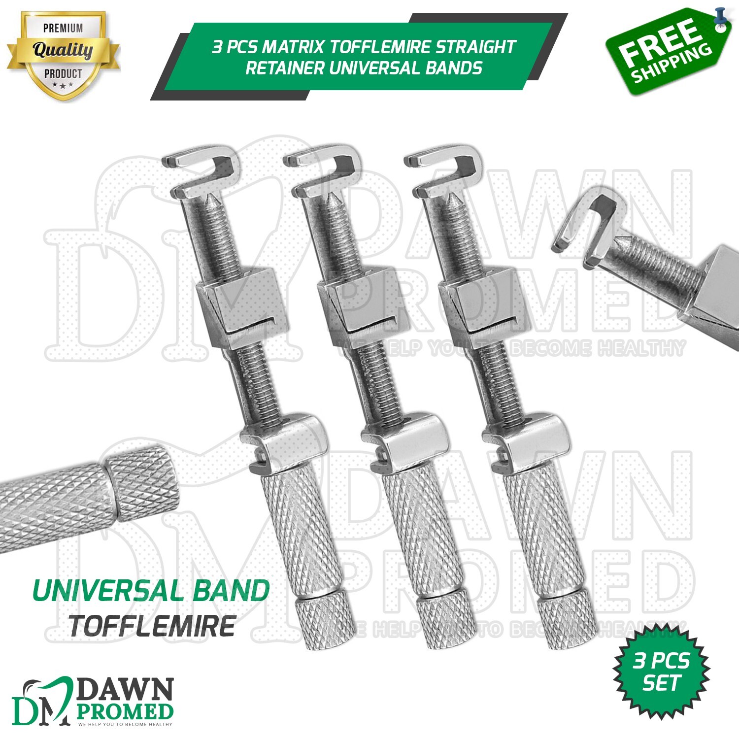 3 Pcs Matrix Tofflemire Straight Retainer Universal Bands Dental Instruments