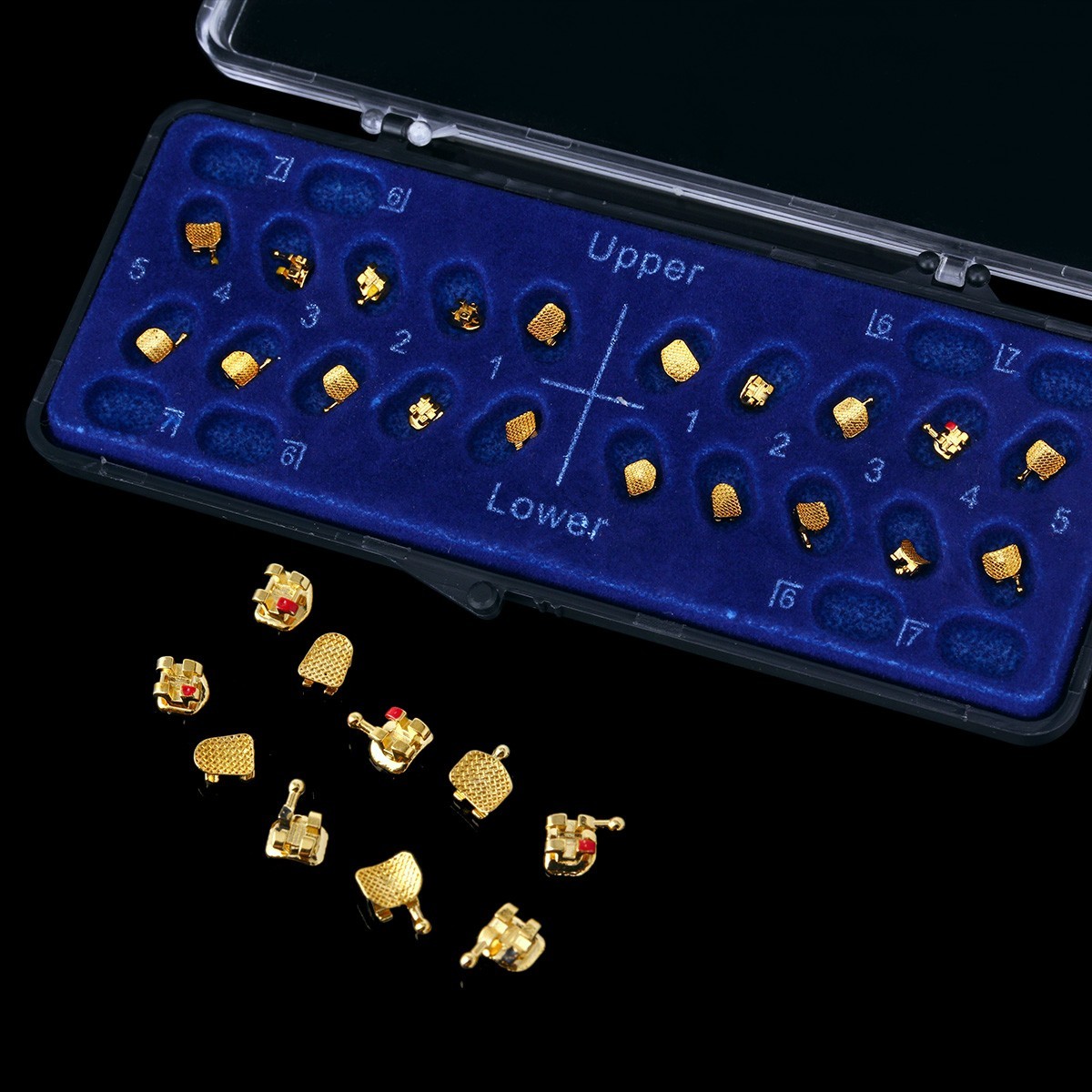 Dental Orthodontic Gold Brackets Mini Roth 022 Hooks 345 Brace AZDENT