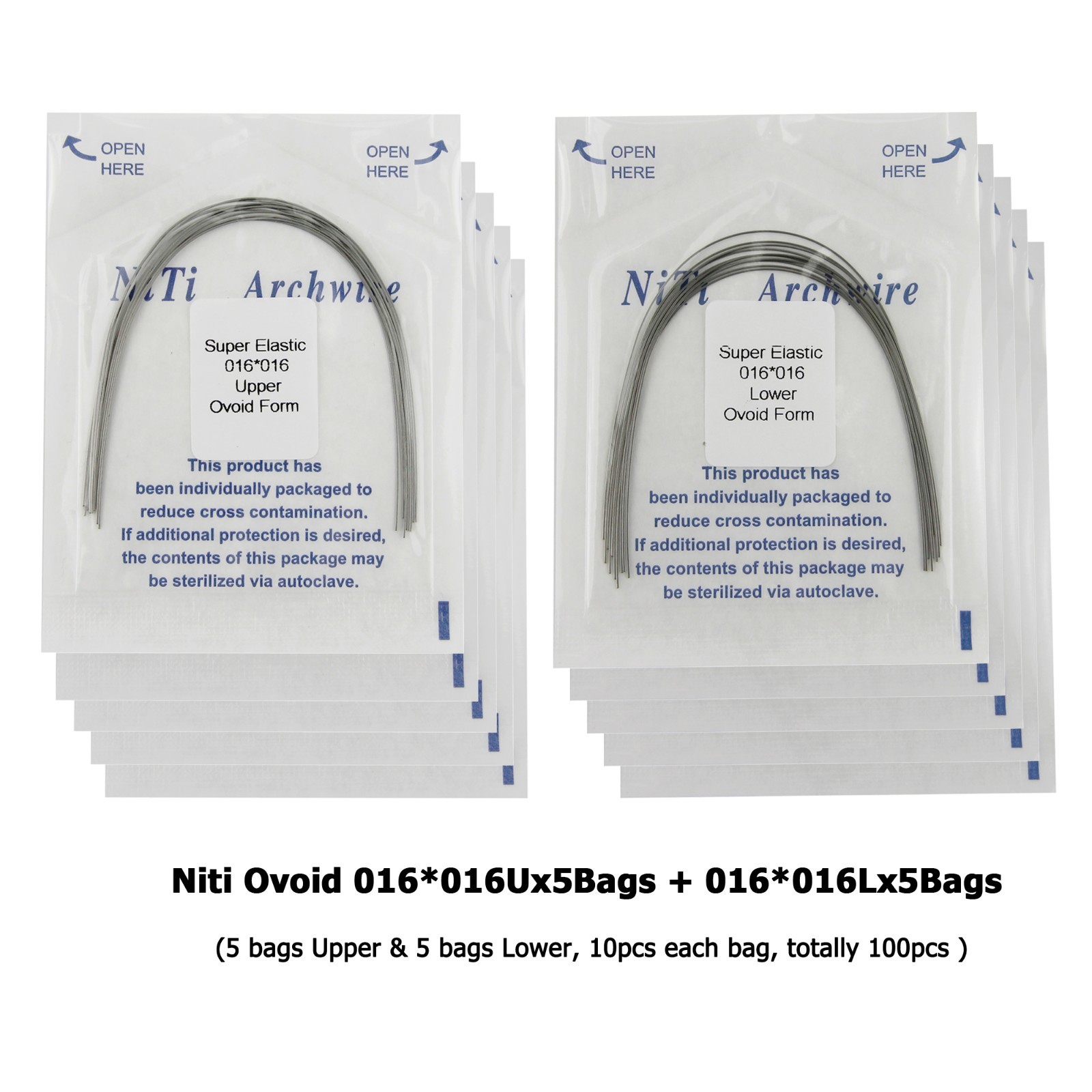 Orthodontic Arch Wire Niti Stainless Steel Round Rectangular Ovoid Natural Form