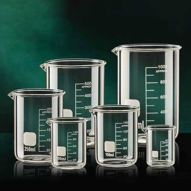 High Borosilicate Glass Measuring Cup – Heat Resistant Lab Beaker 50ml-500ml