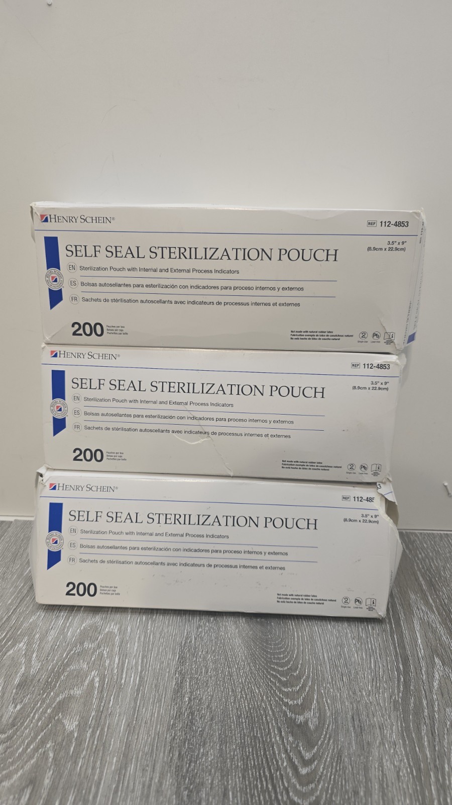 Lot of 3 Boxes Henry Schein Sterilization Pouch 200 Count 3.5X9″ REF: 112-4853