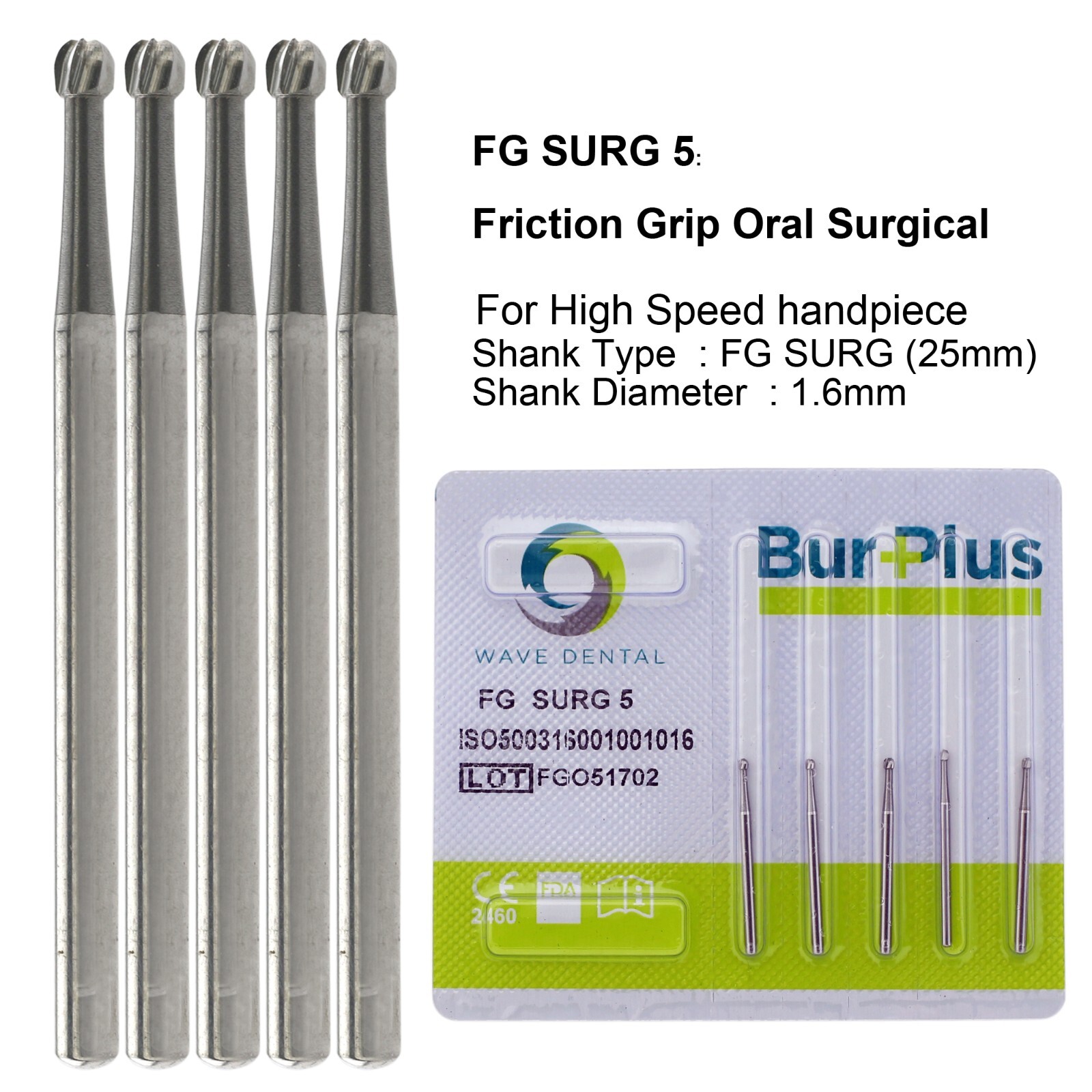 Wave Dental Surgical Burs Round 2 4 6 8 1/4 FGOS SL Carbide 25mm For High Speed