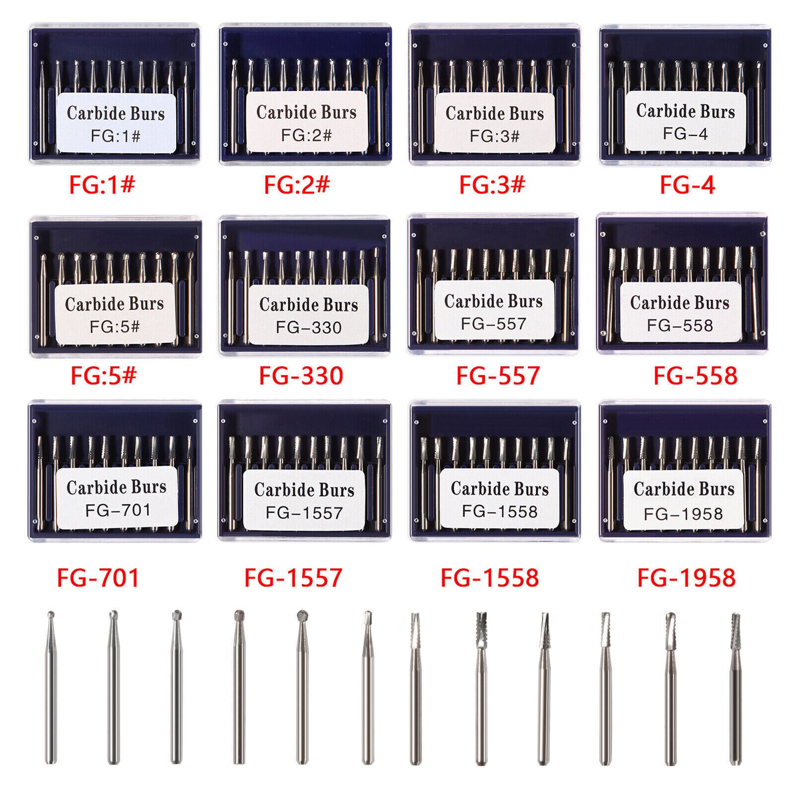 ALL Types Dental Round Tungsten Carbide FG Bur For Surgical High Speed Handpiece
