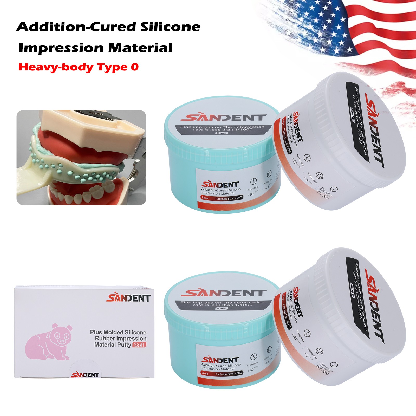 1-10 Sets Dental Putty Fast Set PVS VPS Impression Material 2 x 400 ml SA