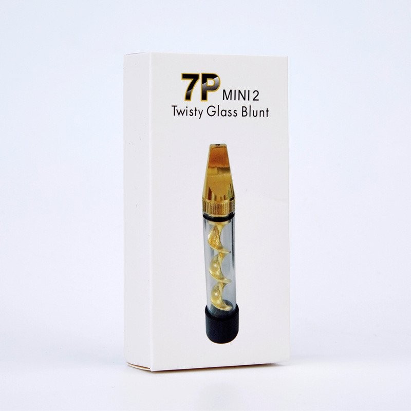 New Design Mini Smoking Rotating Twisty Glass Blunt Metal Tip W/ Cleaning Brush