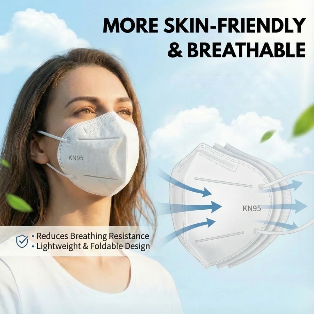 KN95 Face Masks 50 Pack GB2626-2019 Certified 5-Layer Filtration Disposable