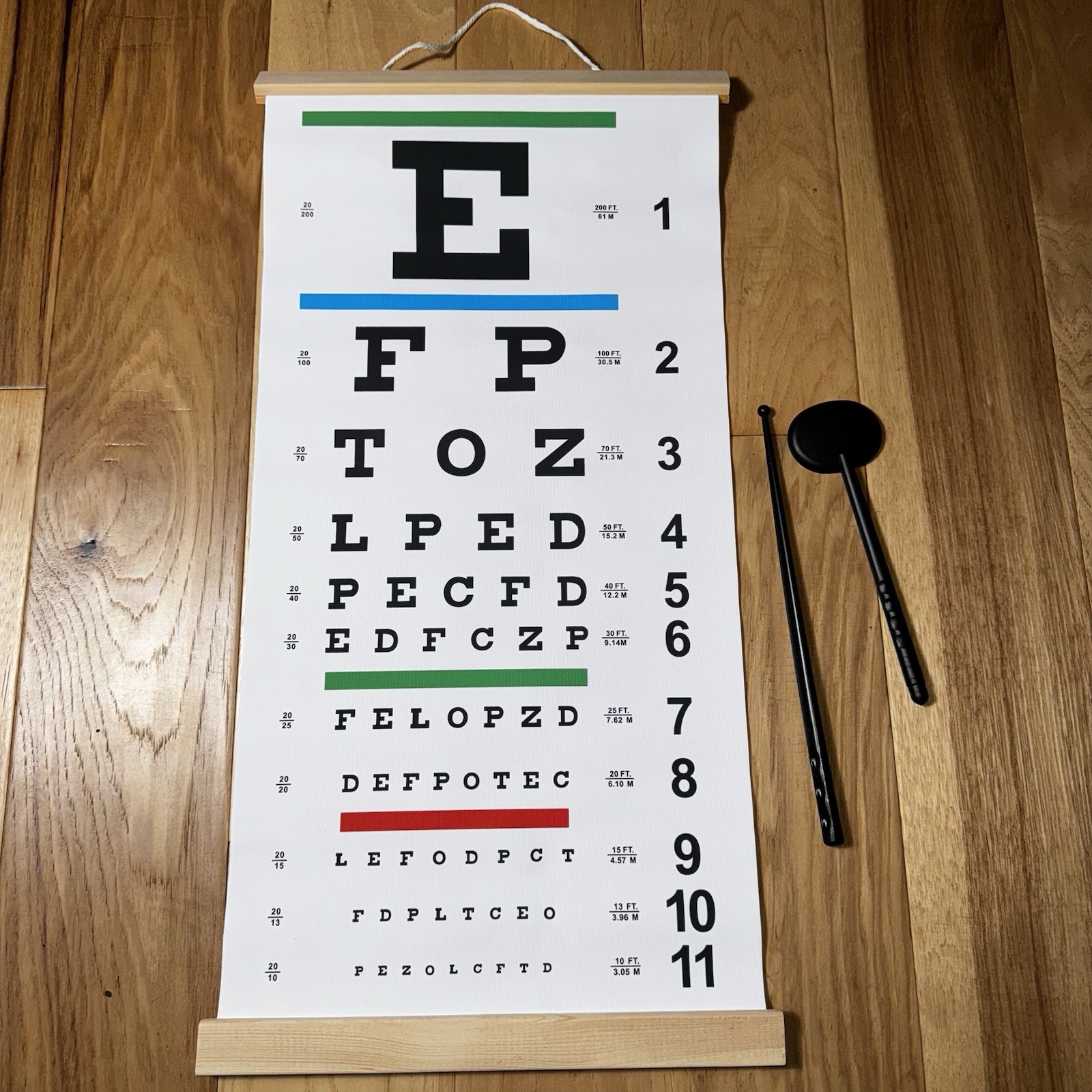 Snellen Eye Exam Chart Wall Hanging Vision Test Chart 2 Pointers Home Classroom