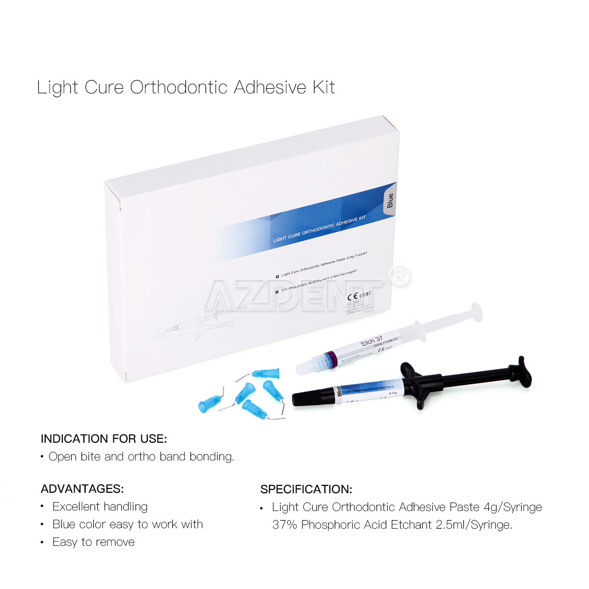 Dentex Dental Light Cure Orthodontic Adhesive Kit Blue bonding Bracket Braces