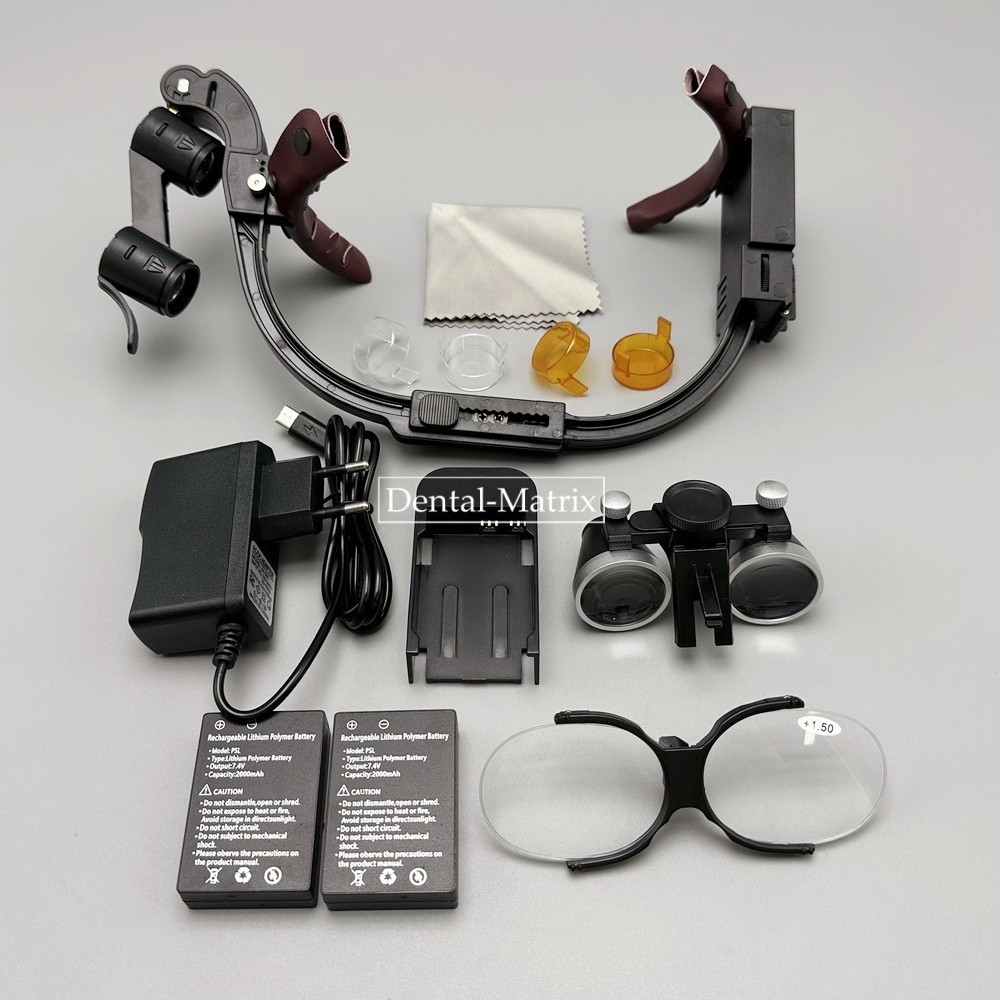 3.5x Dental Surgical Binocular Loupes Headband Magnifier LED Headlight 5W US/EU