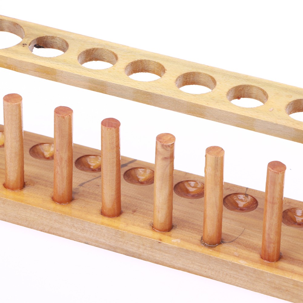 Wooden 12 Tube Test Stand Holder for Laboratory Storage Light Brown Design