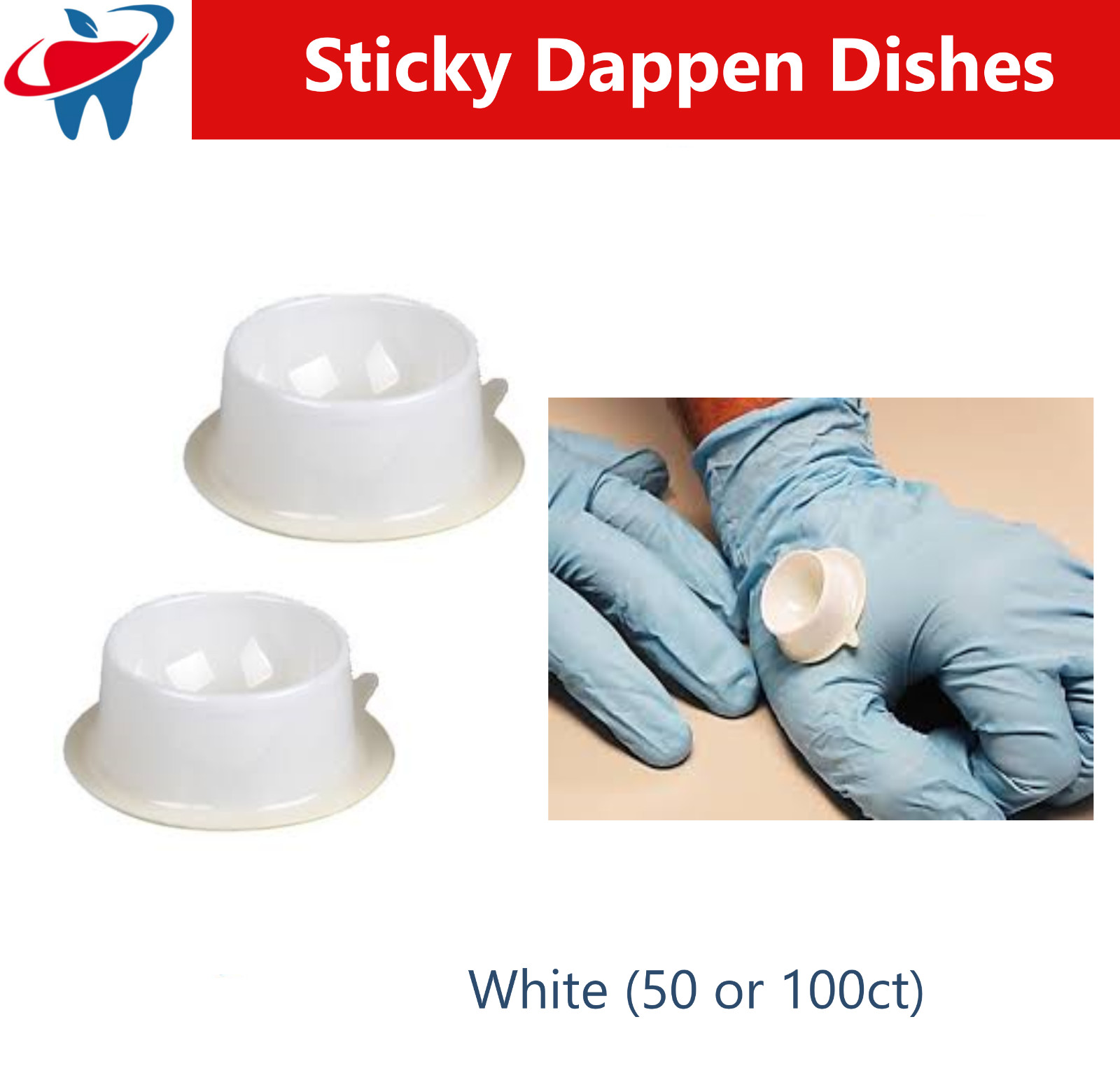 Dental Sticky Dappen Dish for Amalgams, Acrylics, Cements, Composite, White