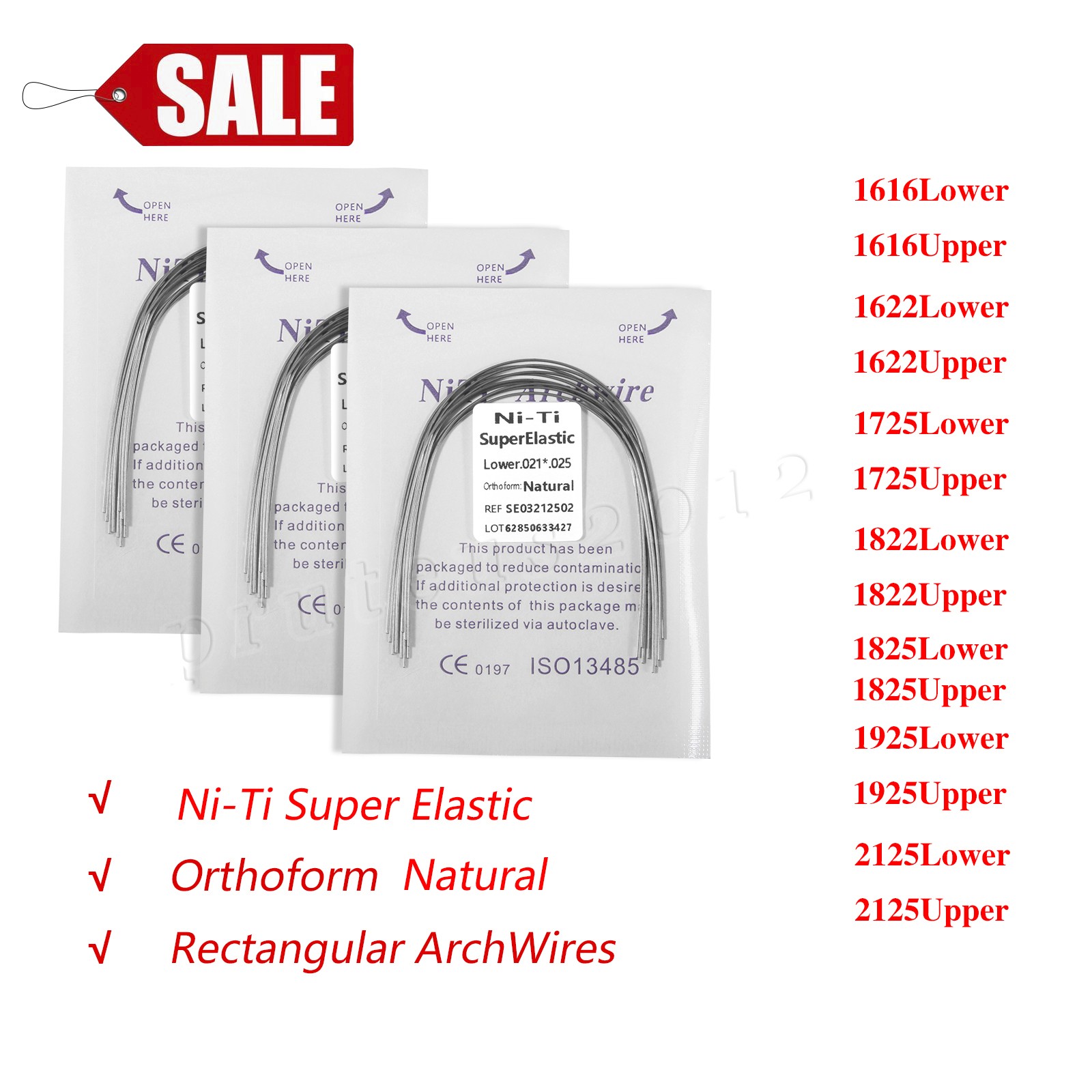 Dental Orthodontic Arch Wire Super Elastic Niti Round Rectangular Natural Form