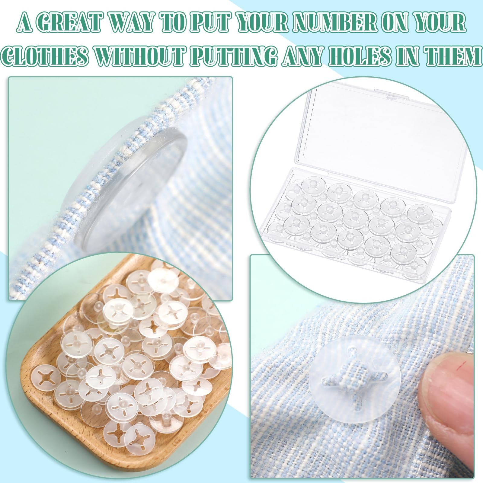 Wavwavw Clear Running Bib Clips Race 1.7 cm /0.67 inches in diameter,