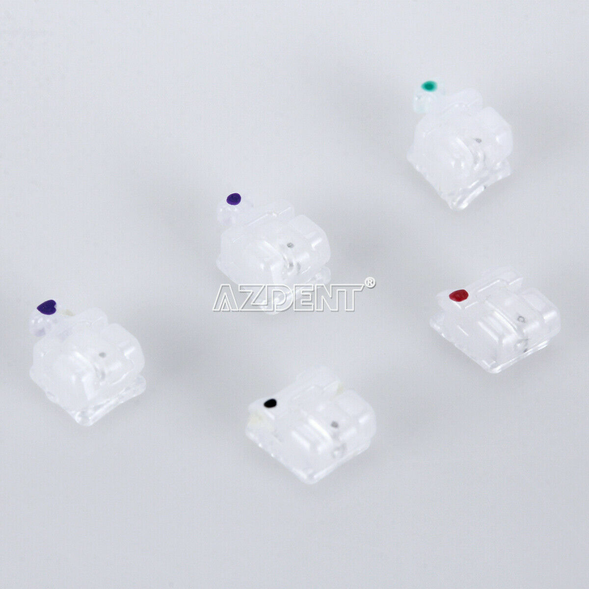 AZDENT Dental Self-Ligating Ceramic Bracket Braces MBT Roth 0.022 Hooks 345