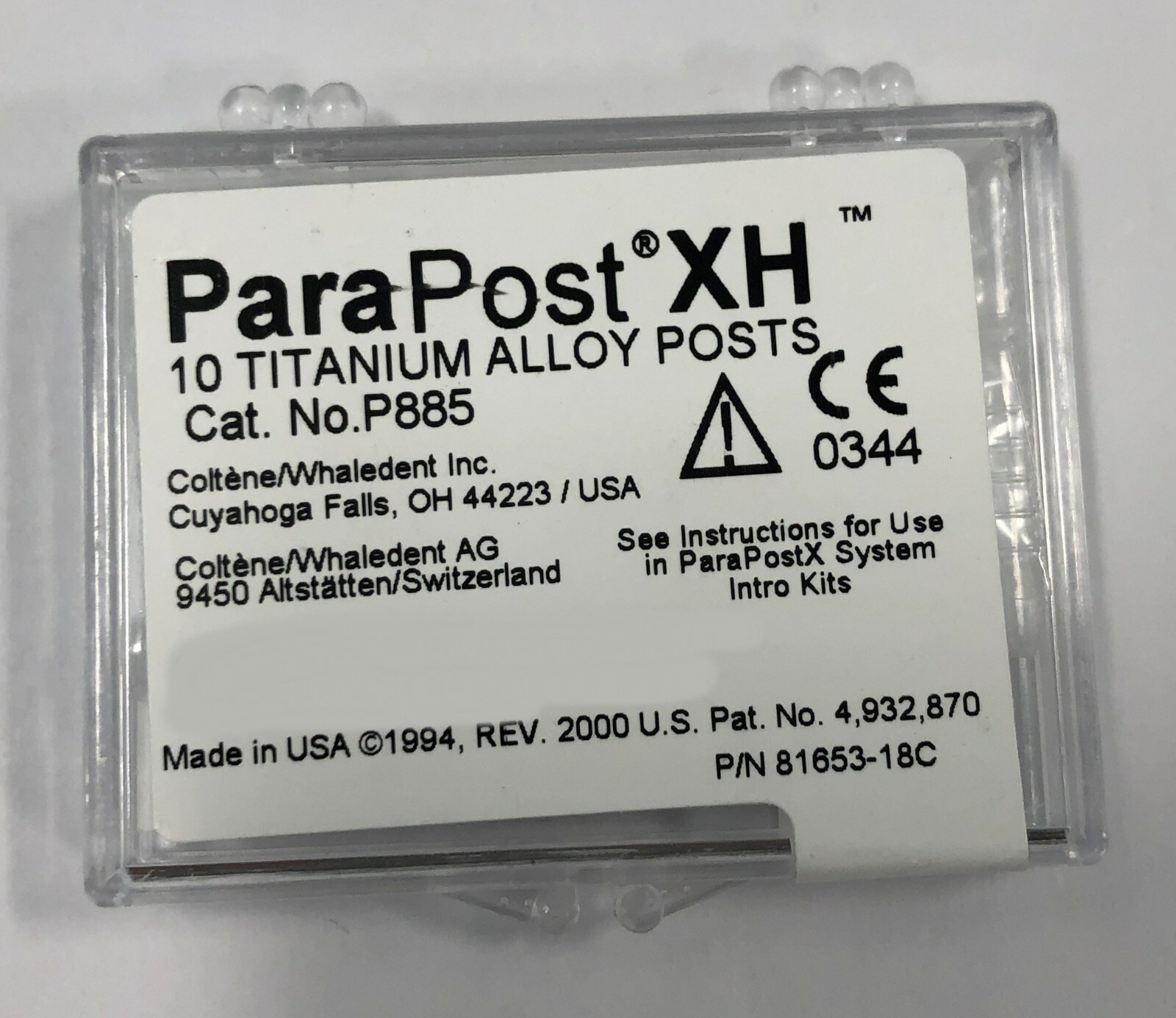 *10-Pieces* Coltene ParaPost XH Titanium Alloy Posts P885