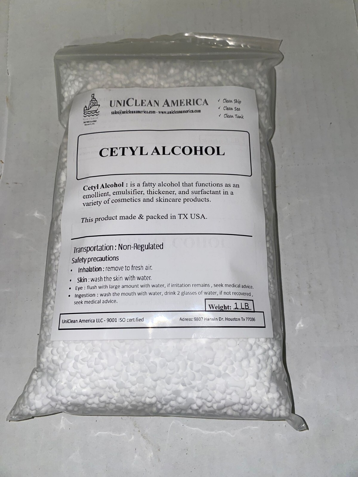 CETYL ALCOHOL – High Purity – for Industrial & Beauty Use