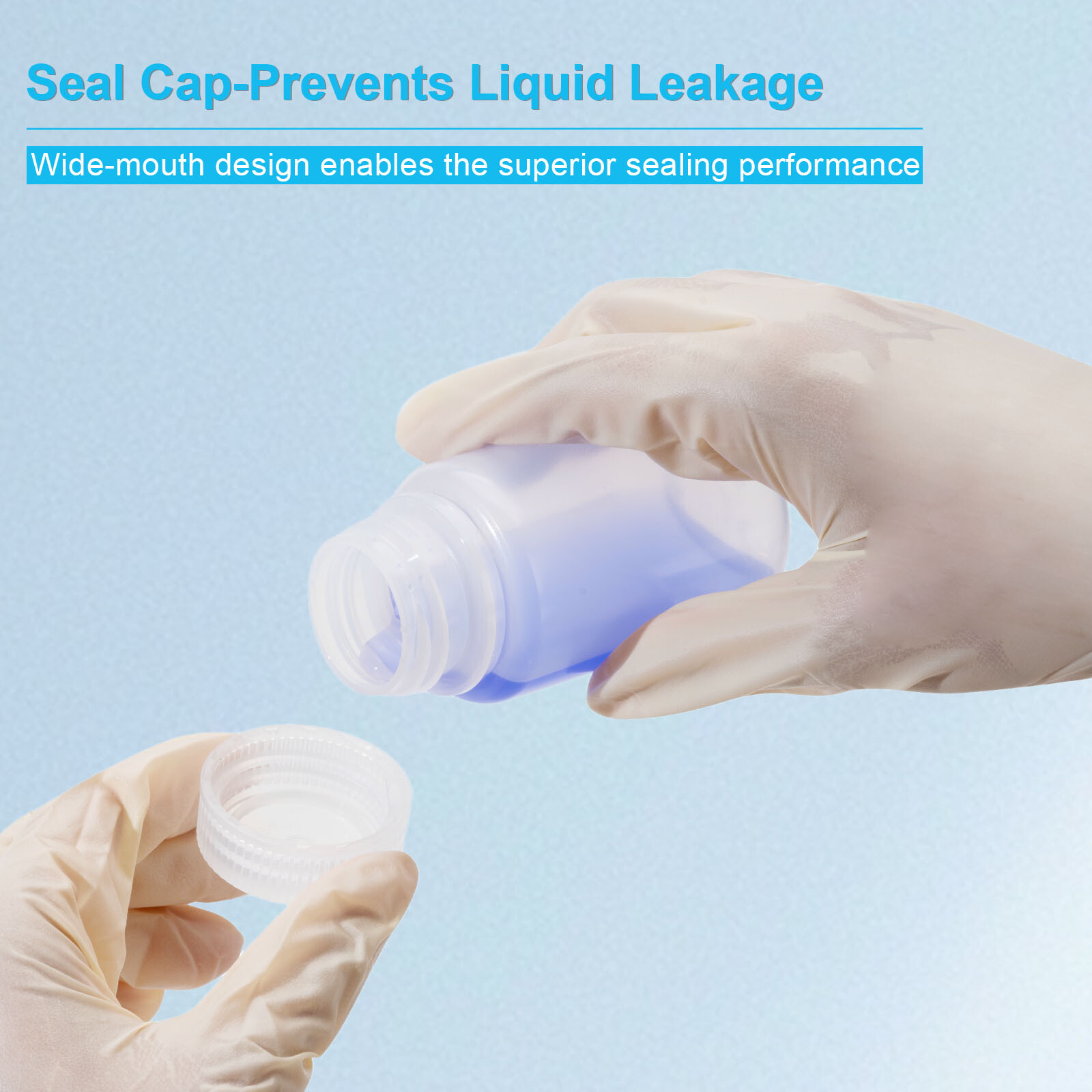 Biologix 60ml PP reagent bottles, Clear, 50/Bag, 10 Bags/Case