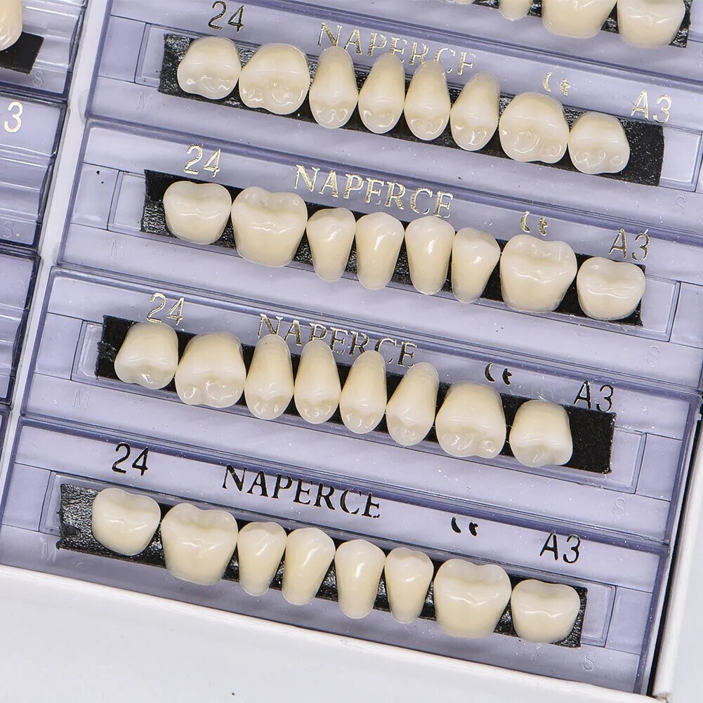 168PCS Acrylic Resin Denture Dental Upper Lower Shade A1 A2 A3 Teeth Set USA