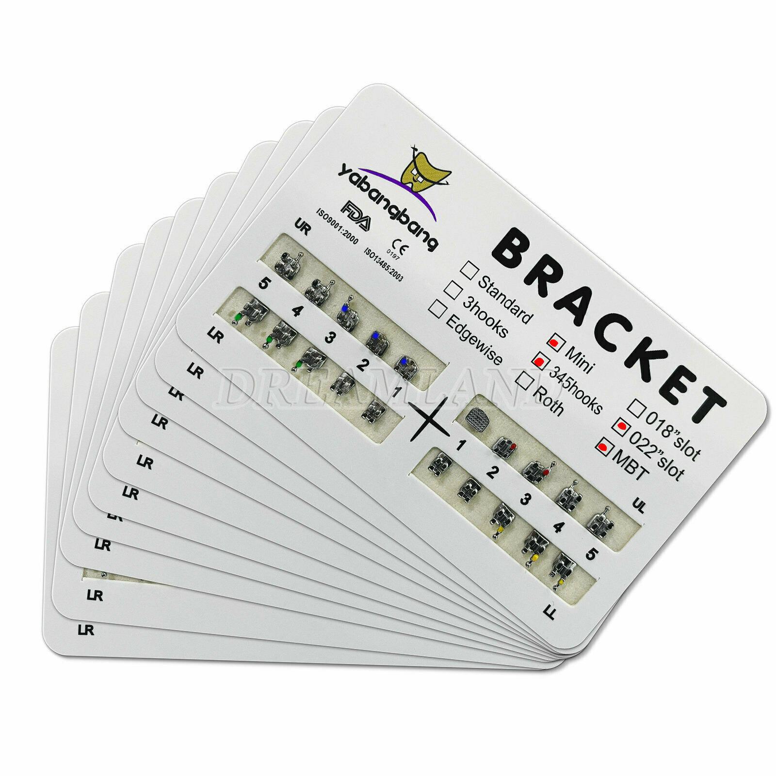 100 pack Dental Orthodontic Metal Bracket Mini MBT 0.22″Slot 345 Hooks #1 USA