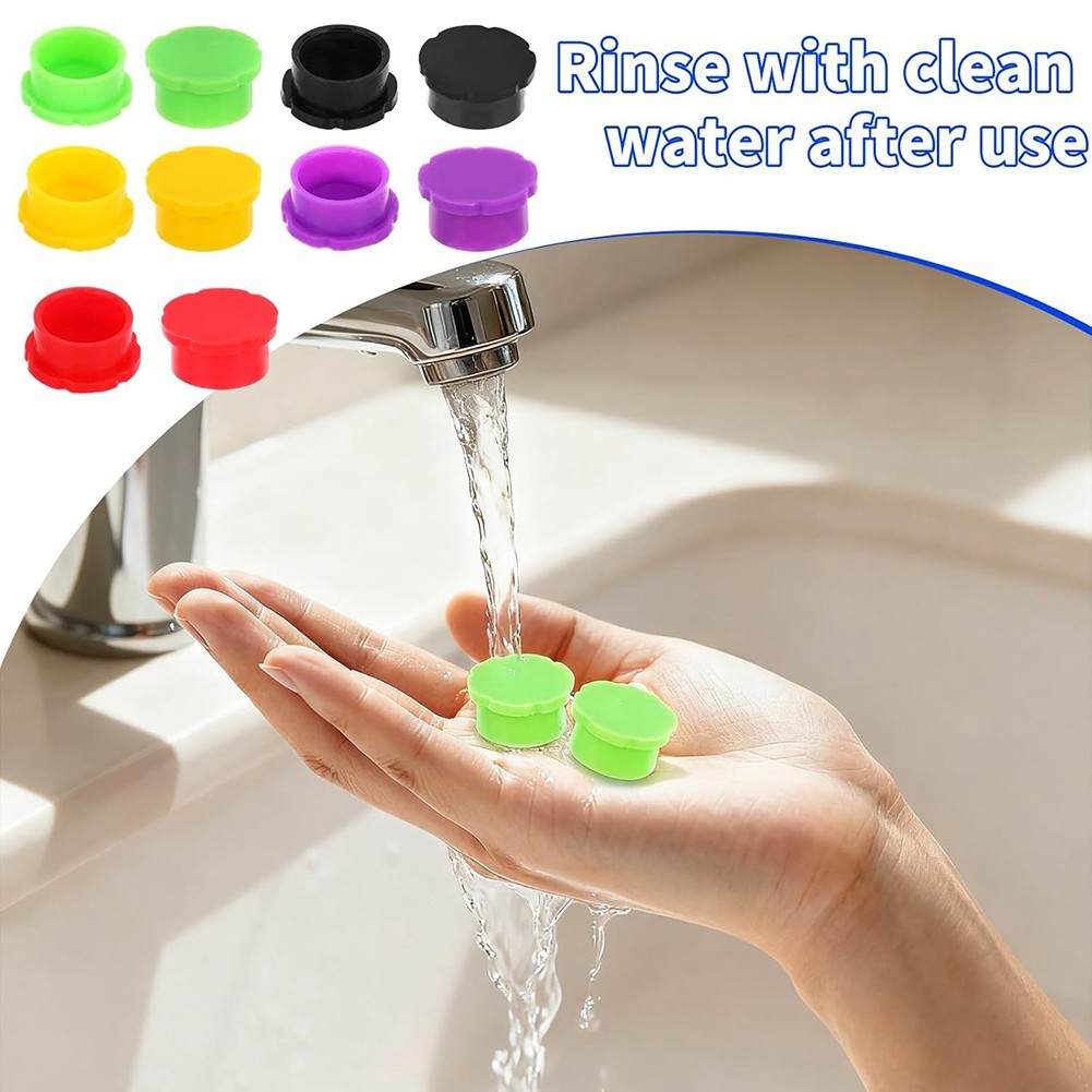 10pcs 3ml Glass Vial Caps, Multi-Color Rubber Leakproof & Reusable Lids3655