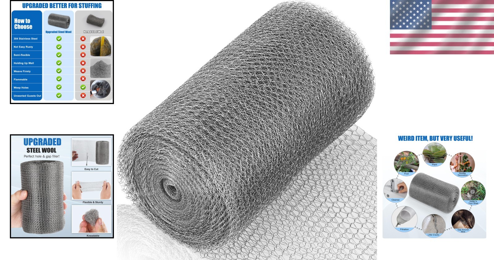 Upgraded 5” X 30 Ft Stainless Steel Wool for Easy Hole Filling and Pest Control