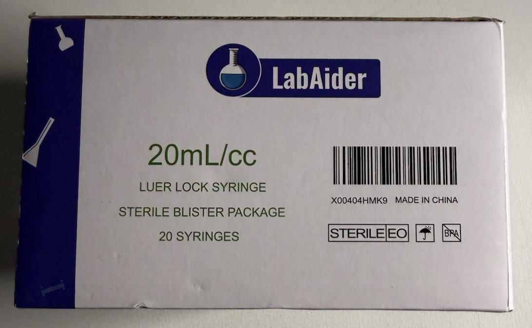 Labaider Disposable Sterile EO Syringe Luer Lock Tip 20ml