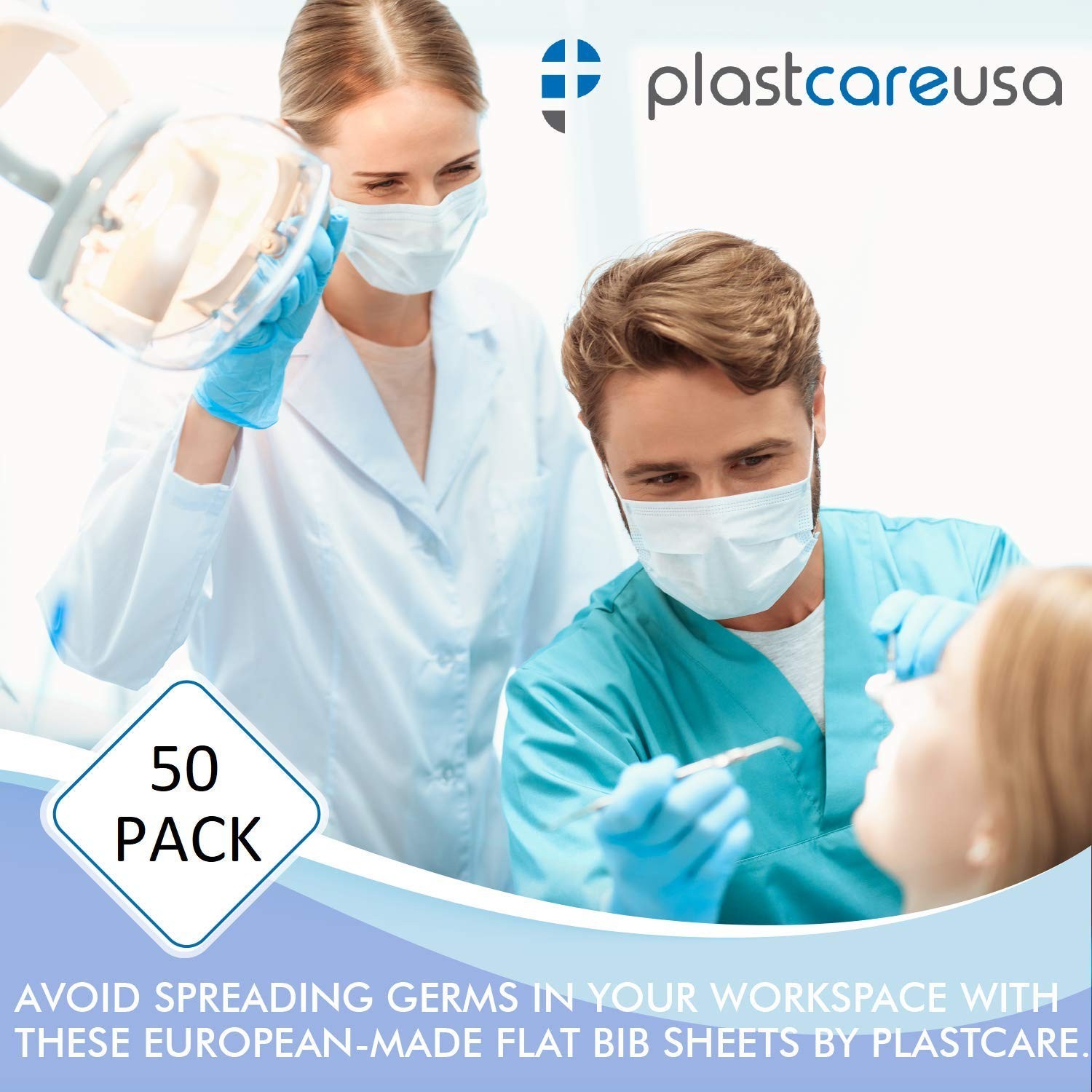 50 Pieces of 3-Ply Gray Waterproof Bibs Perfect for Dental and Tattoo Procedures