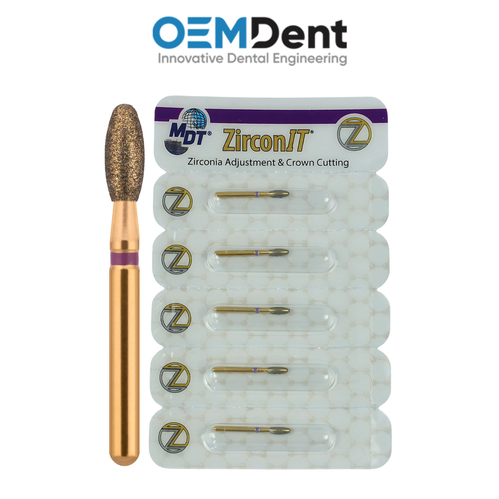 MDT FG ZirconIT Egg Z277 ADJ Diamond Burs Smooth Finishing Ceramic Restorations