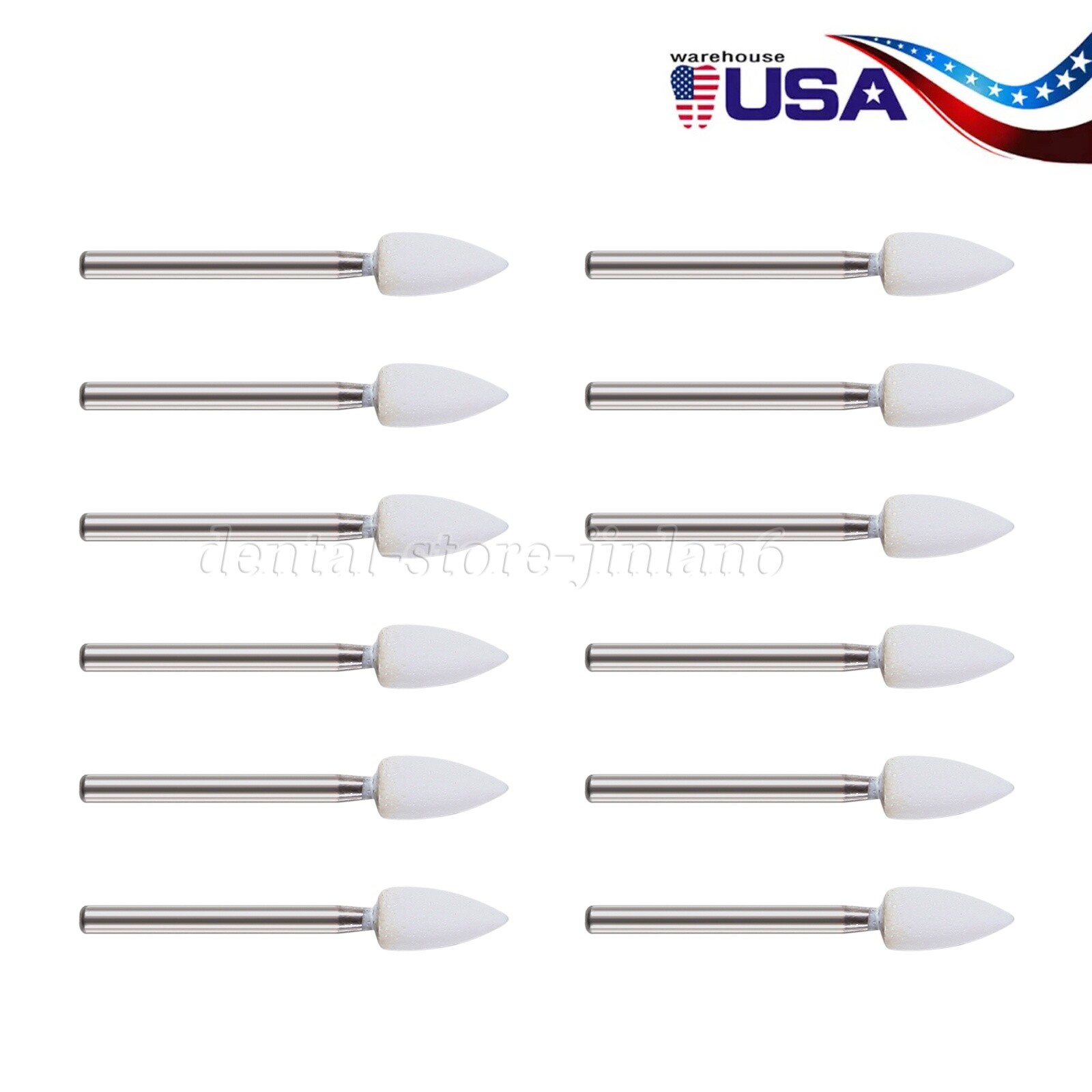 White Mounted Stone Bur FG FL3 (12 per box) Mounted Abrasion Point