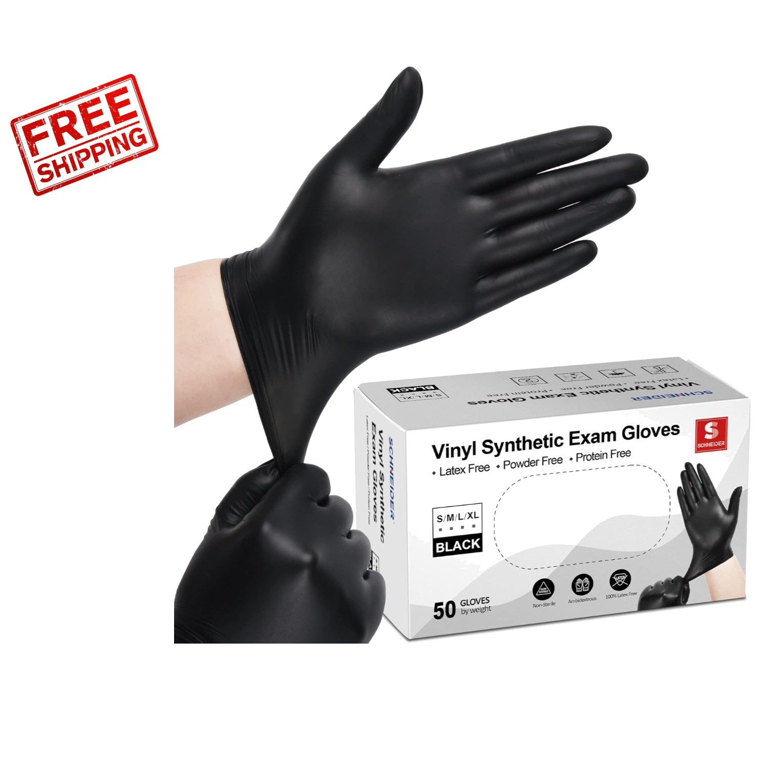 Vinyl 4 Mil Disposable Exam Gloves – Medium, Latex-Free, 50 Count Pack