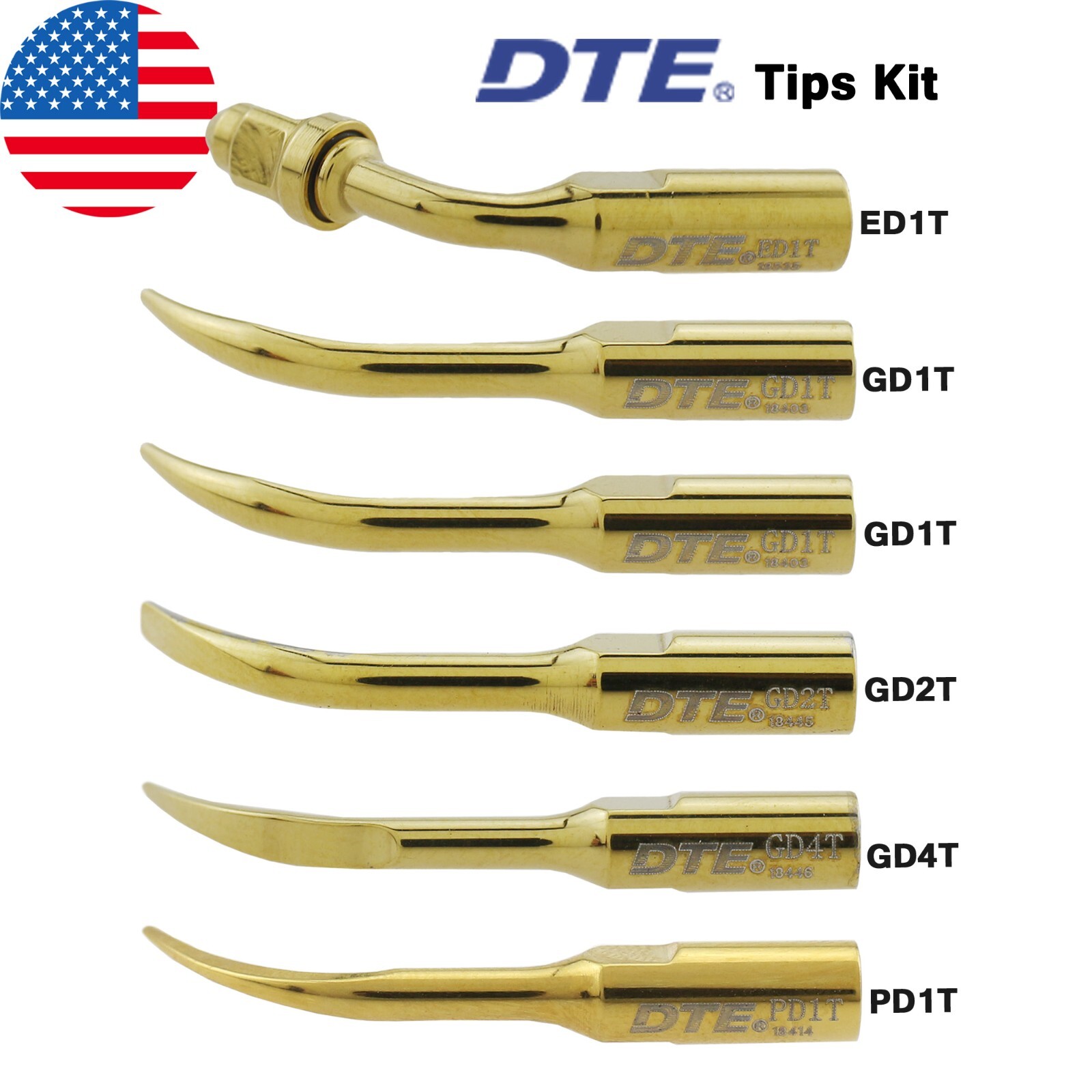 Woodpecker DTE Dental Ultrasonic Scaler Piezo Handpiece HW-5L HD-7L Tips G1 GD1