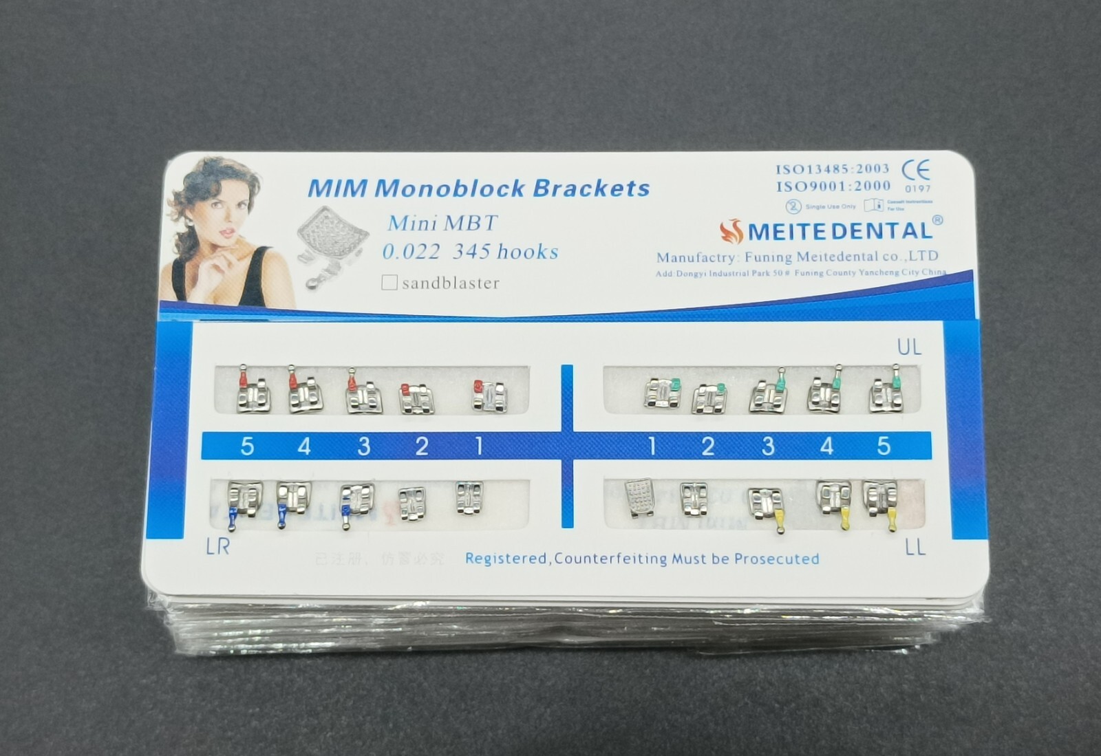 10Set Dental Orthodontic MIM Monoblock Brackets Mini Roth/MBT 022 Slot 345 hooks