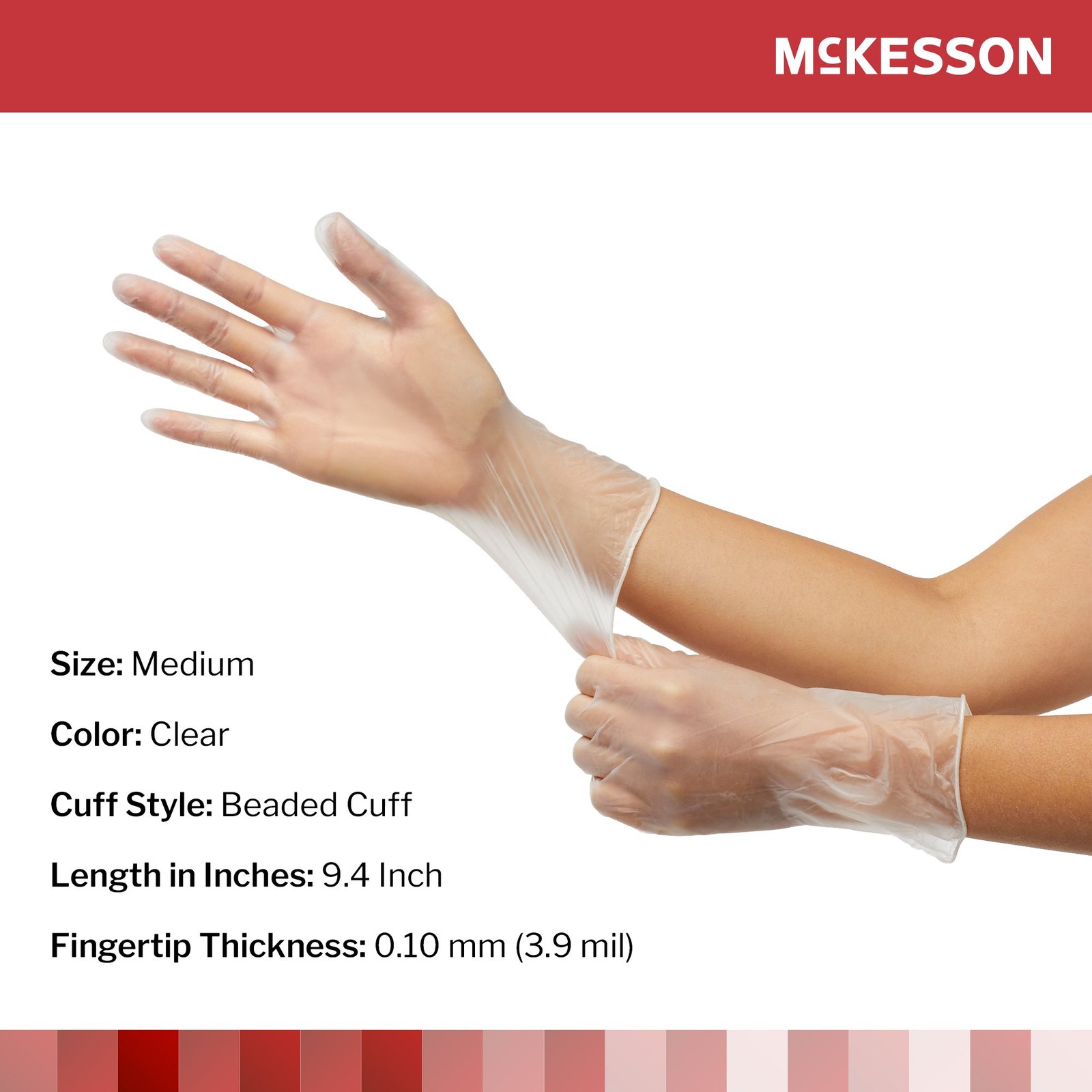 McKesson Vinyl Exam Glove Standard Cuff Length MEDIUM 100 per Box