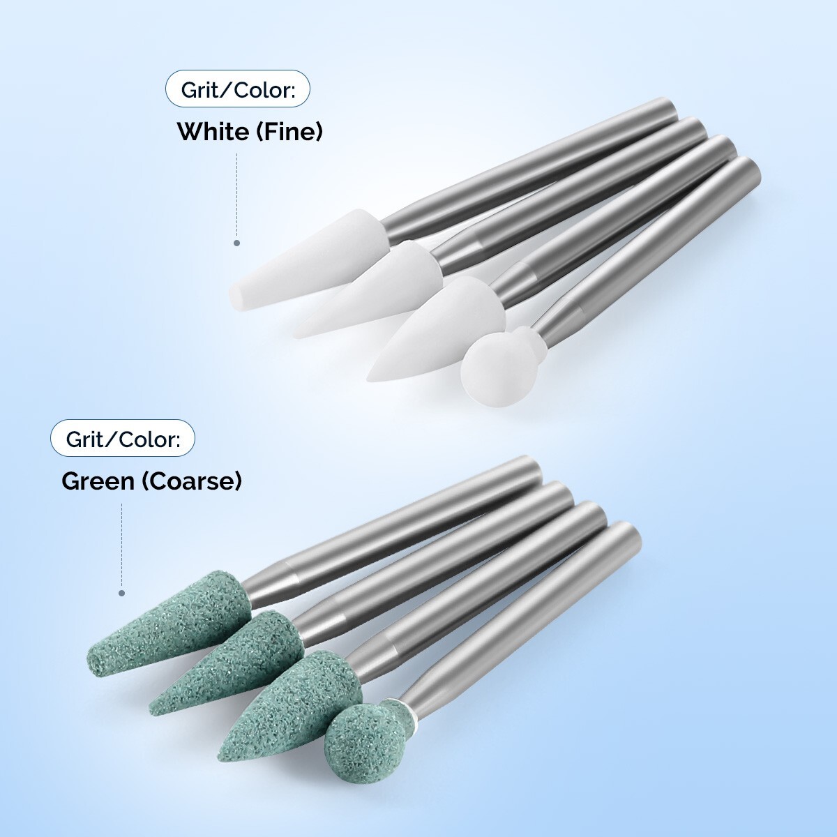Dental Polishing Burs Porcelain Resin FG Burs Coarse / Fine White/Green Stone